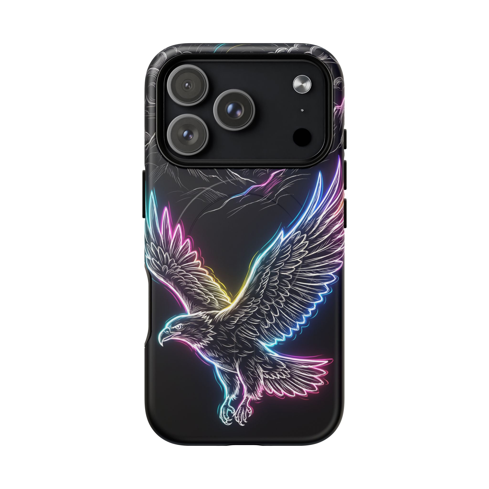 Neon Eagle MagSafe iPhone Case with Mountain Design