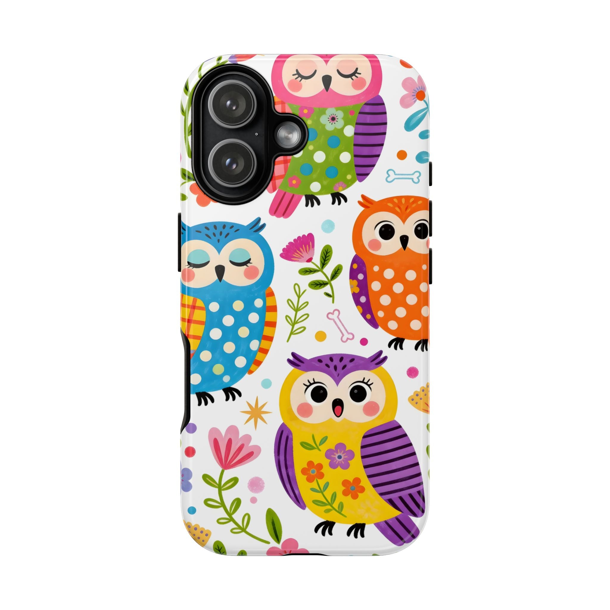 Cute Colorful Owls iPhone Case | Cute Owl Pattern Tough Case