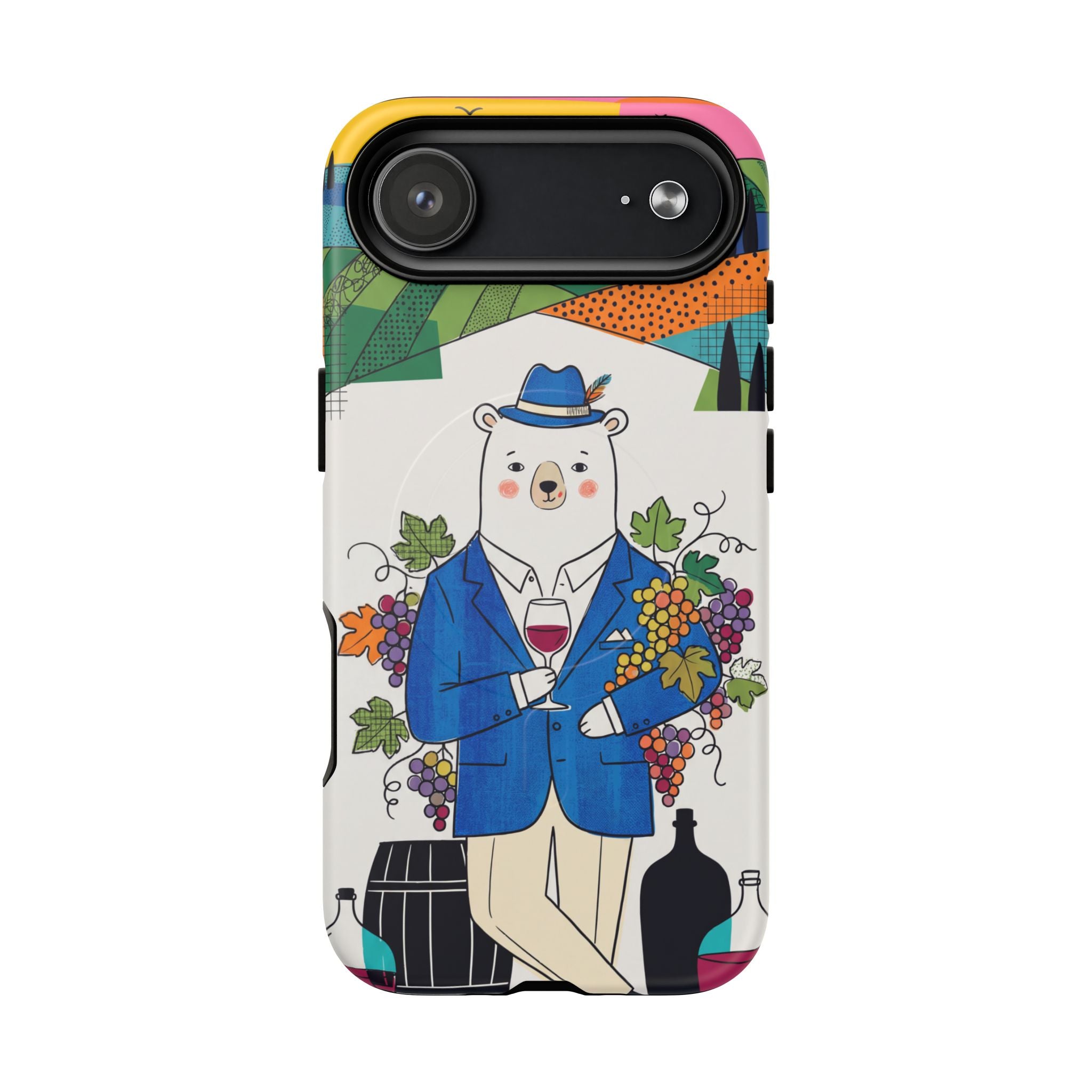 Dapper Polar Bear Wine Lover Illustrated Protective MagSafe iPhone Case