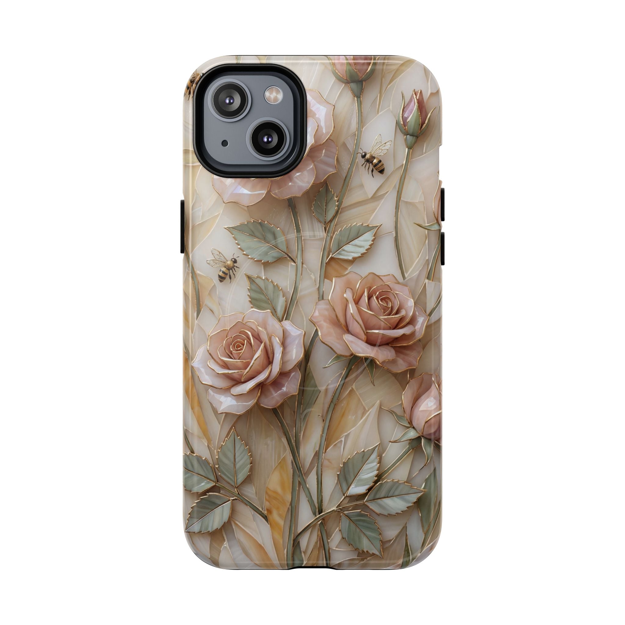 Floral Rose Tough MagSafe iPhone Case — Vintage Blush Protective Cover