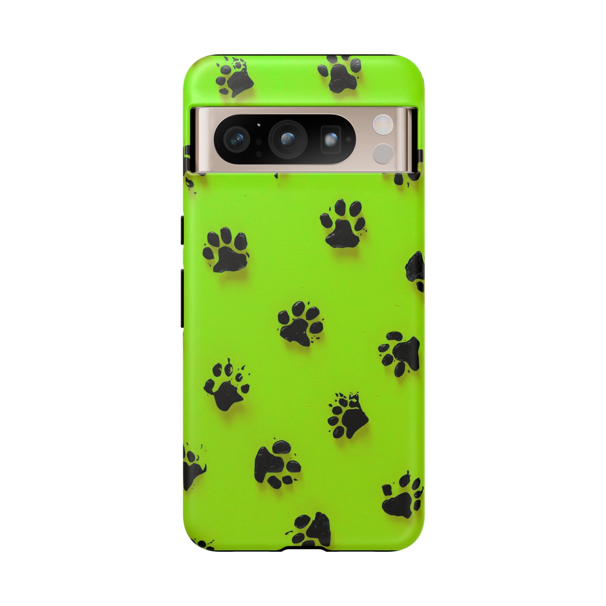 Neon Paw Print Tough Google Pixel Case — Shockproof Pet Lover iPhone Cover