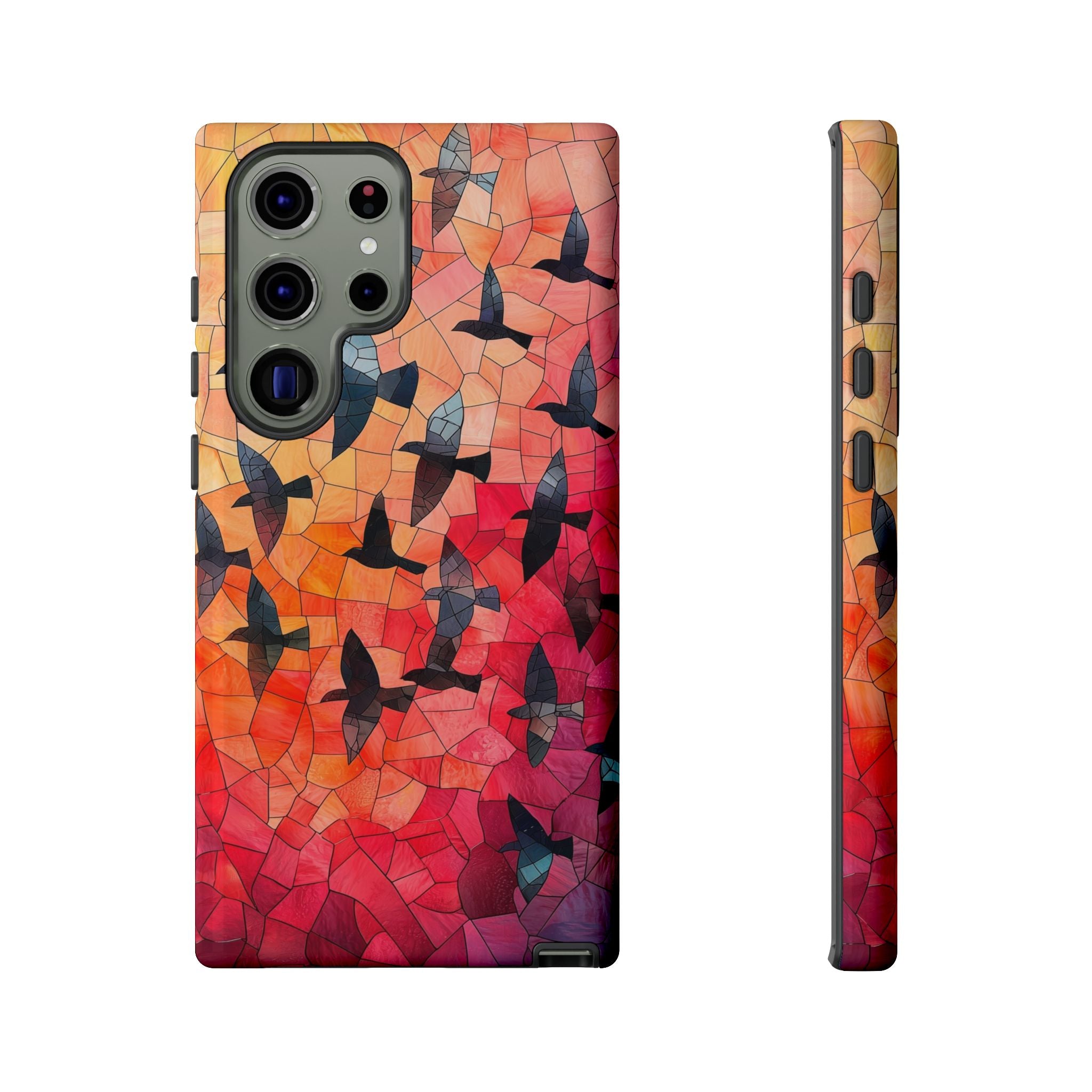 Stained Glass Mosaic Sunset Birds Samsung Galaxy Case