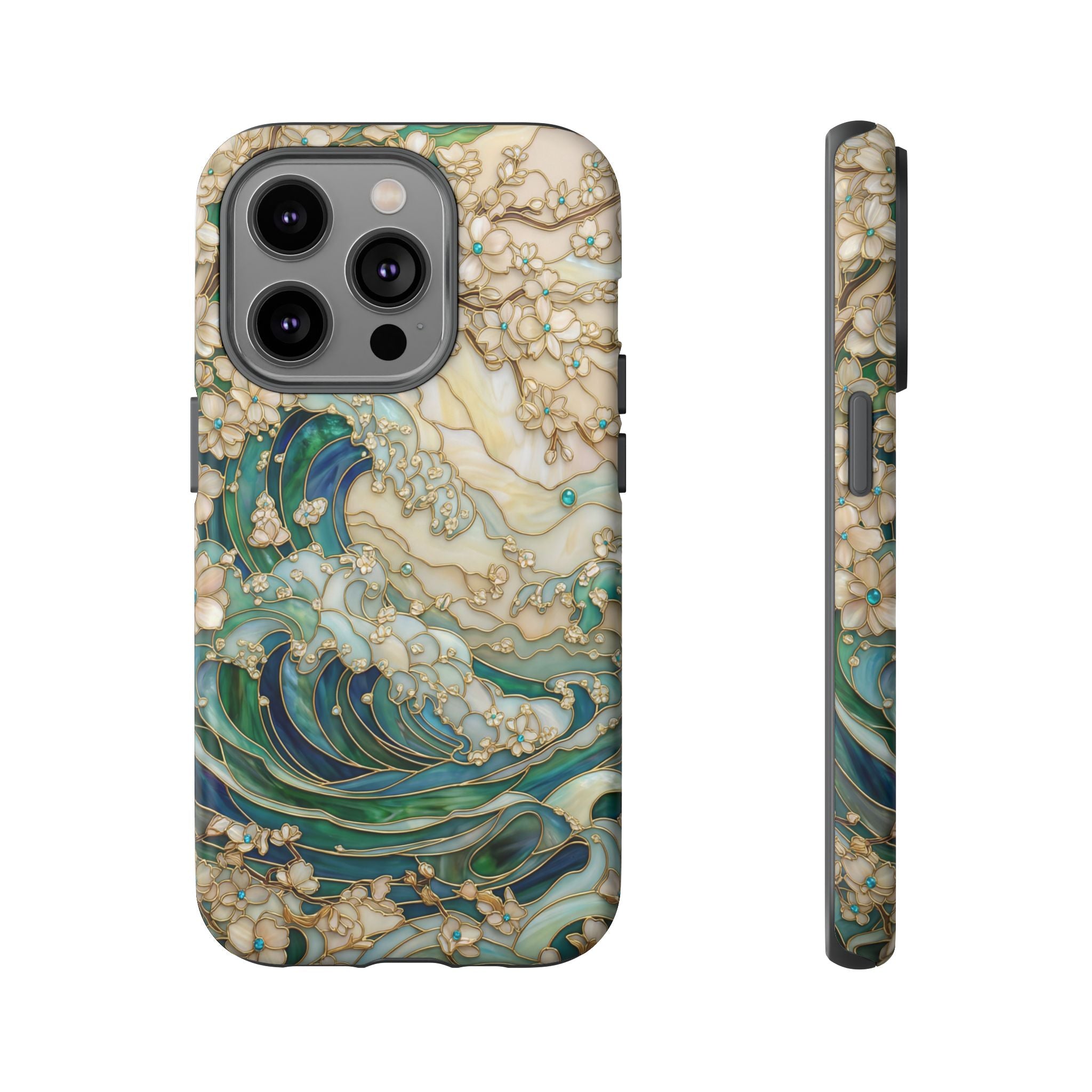 Elegant Ocean Wave Floral Art iPhone Case