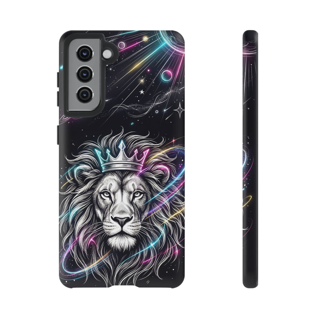 Galaxy Lion Samsung Galaxy Phone Case | Neon Crowned Lion Protective Case