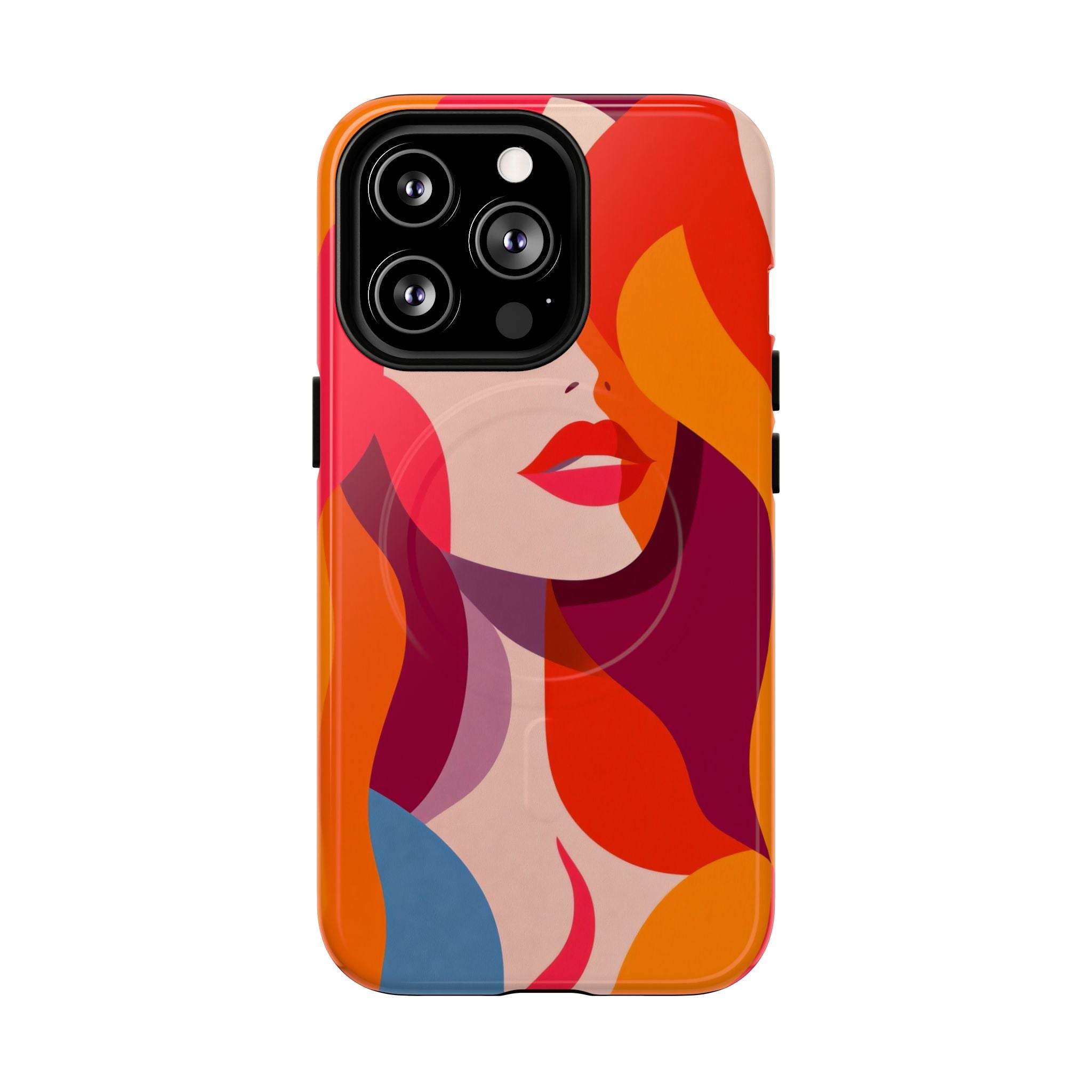 Custodia MagSafe per iPhone con donna pop art retrò | Ritratto astratto colorato e audace