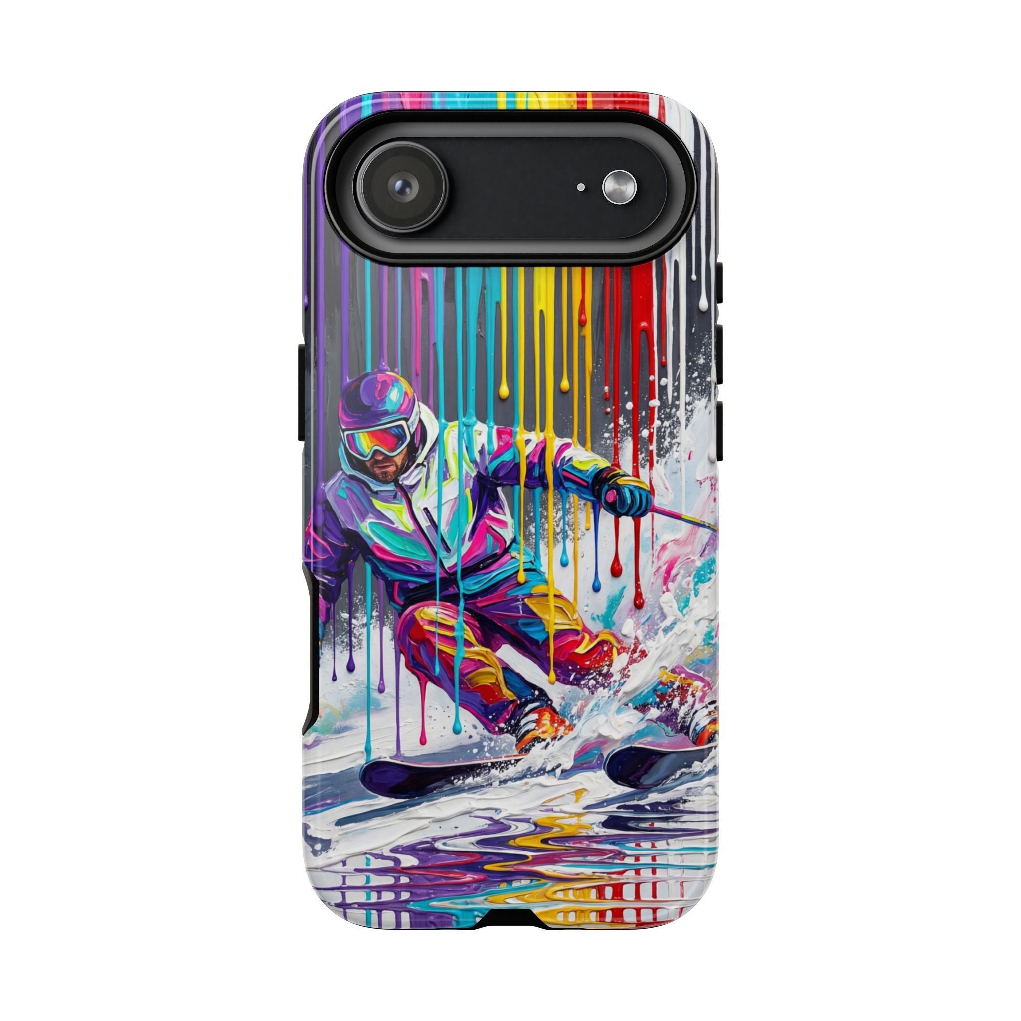Colourful Skiing Drip Art Tough iPhone Case
