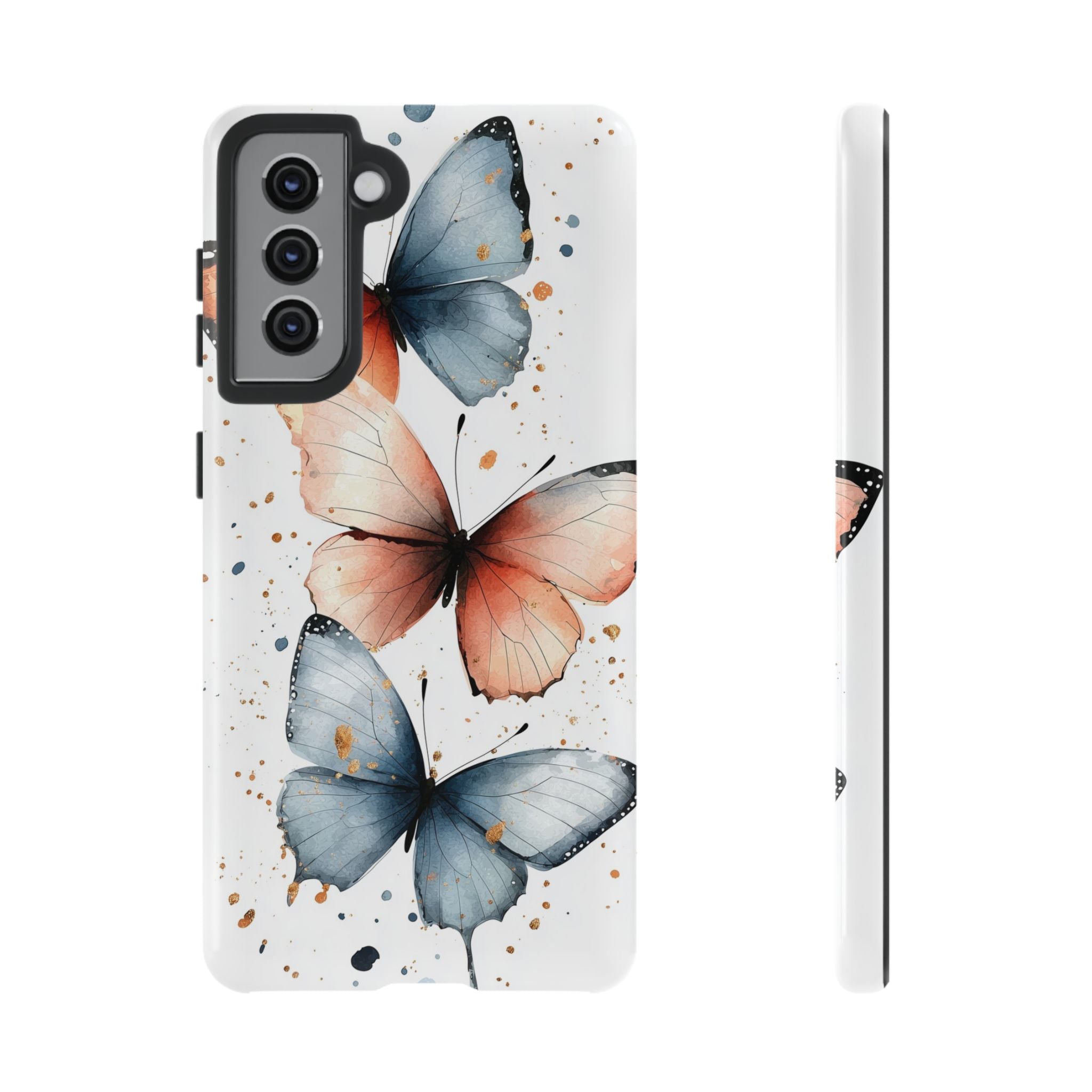 Watercolour Blue & Peach Butterfly Tough Samsung Galaxy Case