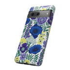 Floral Blue & Purple Tough Google Pixel Phone Case | Protective Botanical Phone Cover