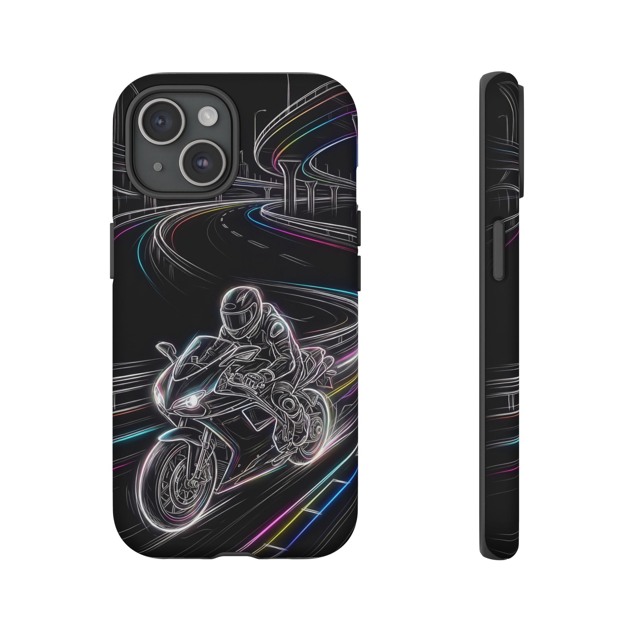 Neon Night Rider iPhone Case | Motorcycle Racing Protective Cover