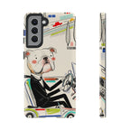 Bulldog Driver Samsung Galaxy Phone Case | Cute Retro Dog Illustration