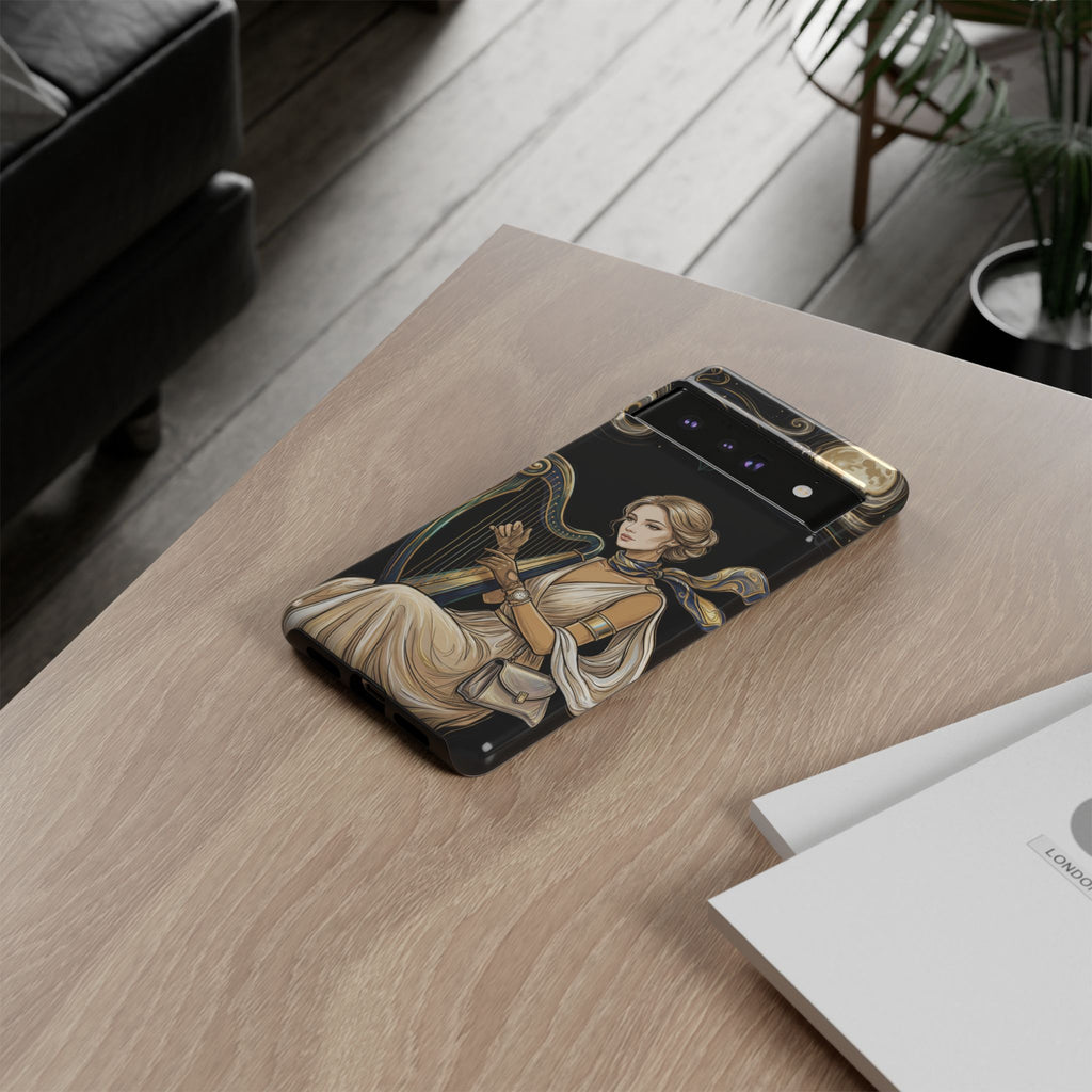 Moonlit Harp Google Pixel Phone Case | Vintage Goddess Musician Art