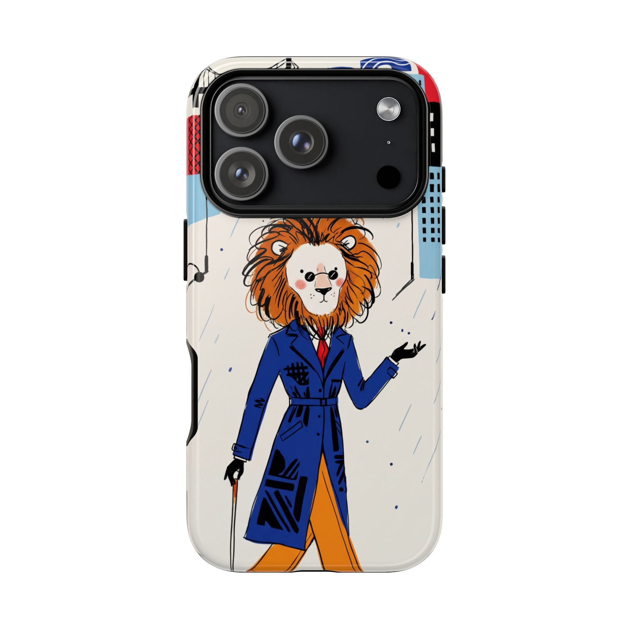 Lion Gentleman iPhone Case | Dapper Lion in City Rain