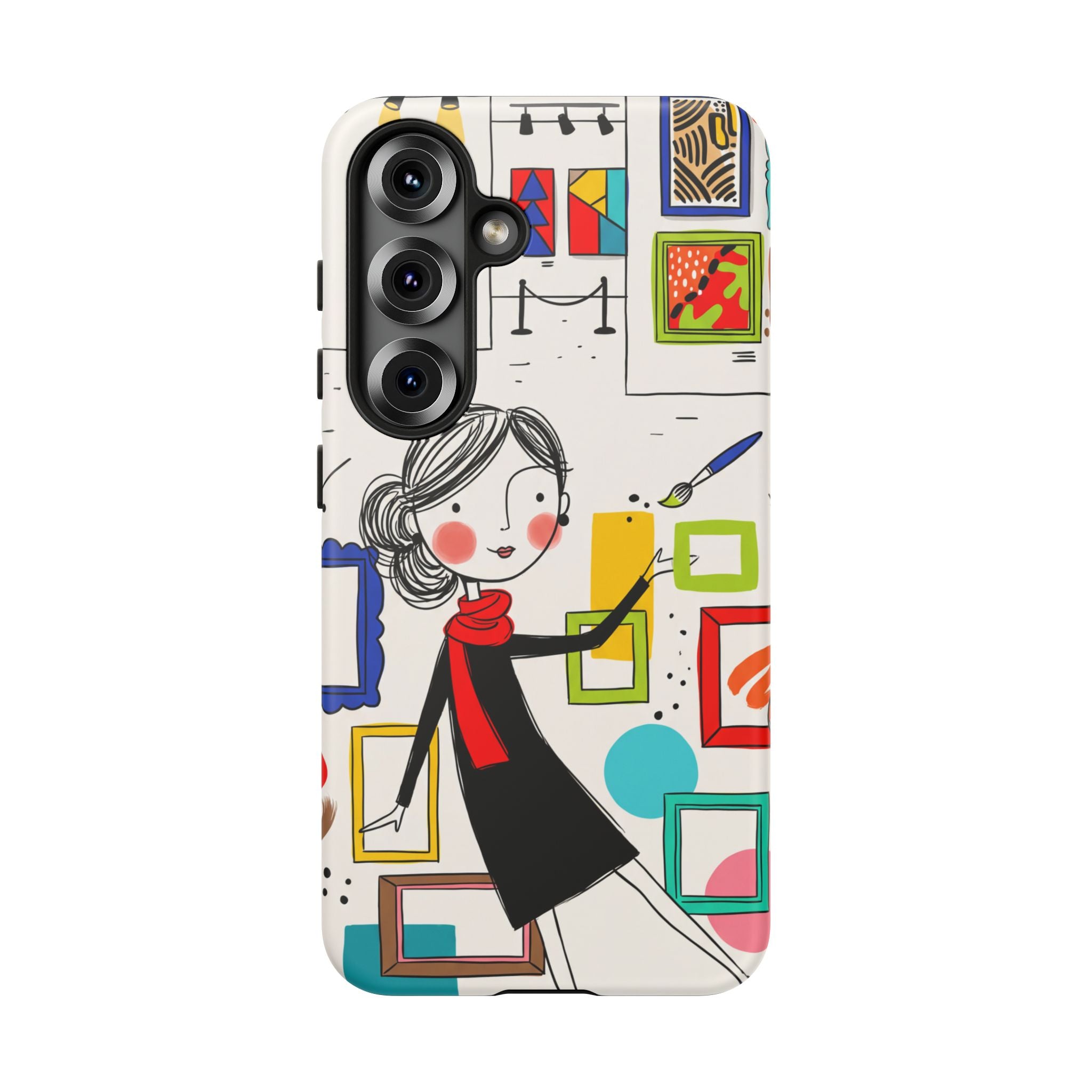 Art Gallery Illustration Samsung Galaxy Phone Case | Cute Woman with Frames Design
