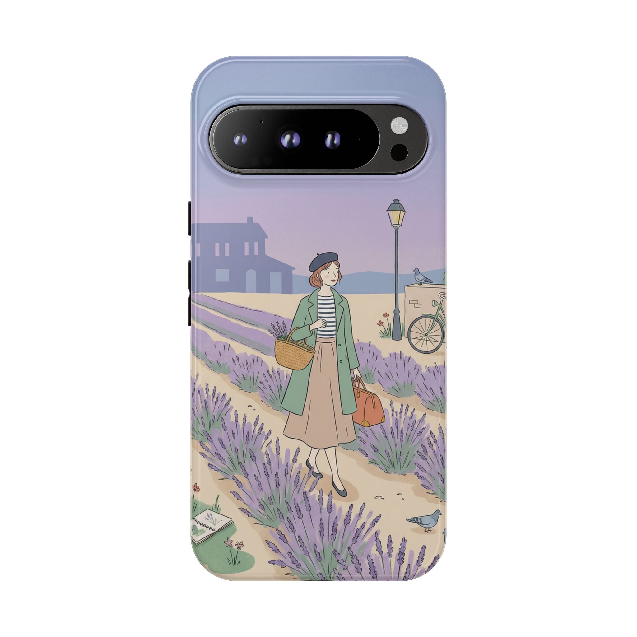 Lavender Field Google Pixel Phone Case | Vintage Travel Illustration Protective Case