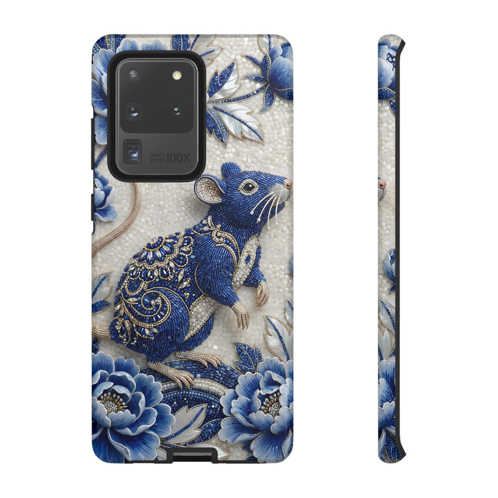 Asian Zodiac Rat Samsung Galaxy Phone Case | Blue & White Porcelain Art Slim Protective iPhone Case | Year of the Rat Gift