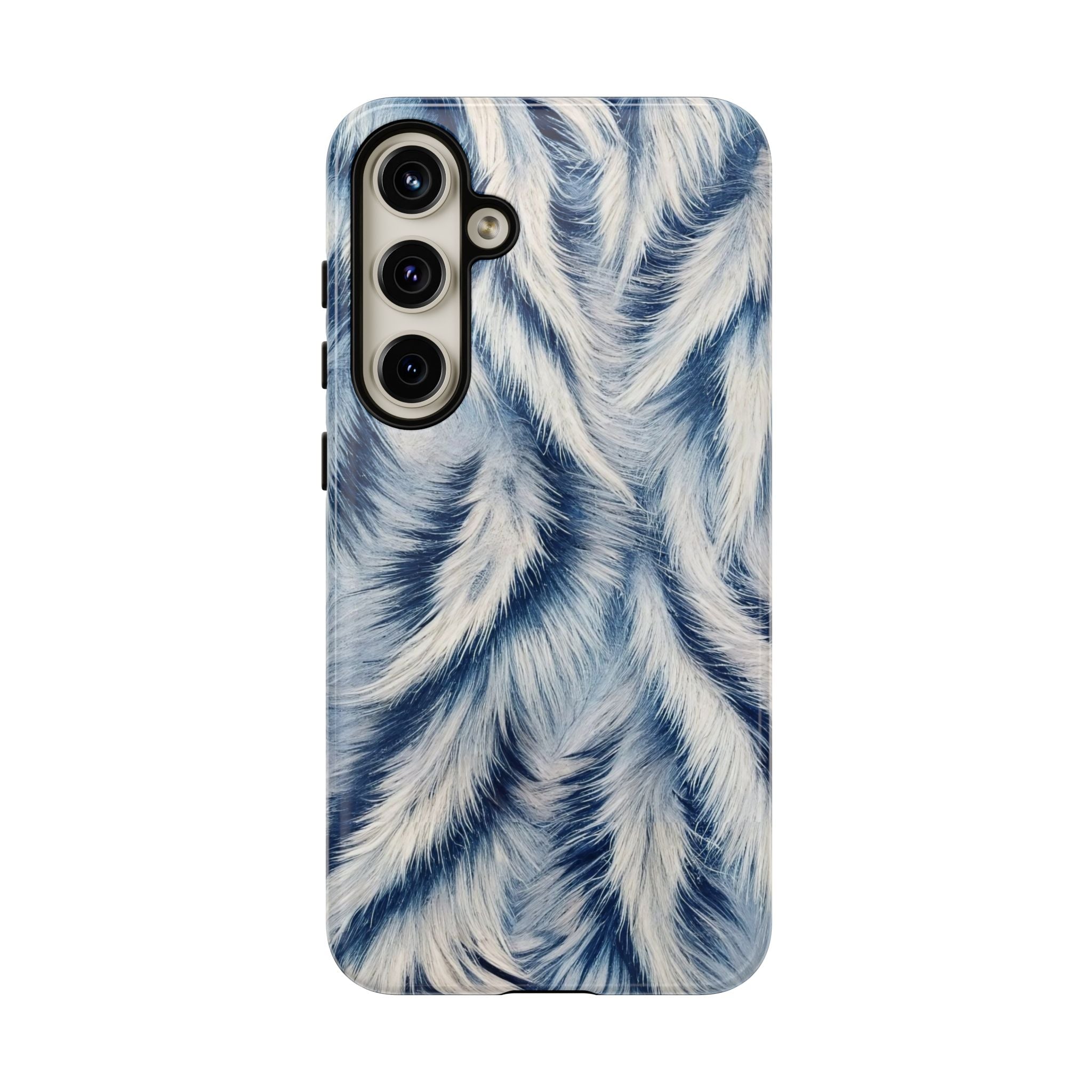 Blue Faux Fur Texture Protective Tough Samsung Galaxy Case