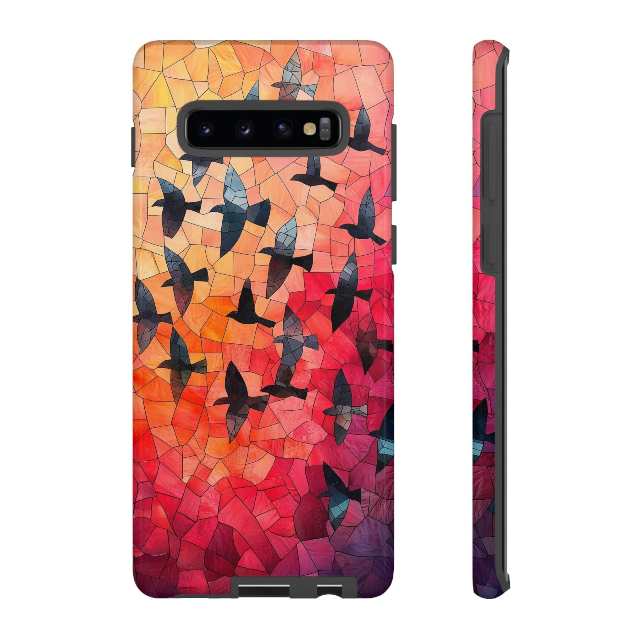 Stained Glass Mosaic Sunset Birds Samsung Galaxy Case