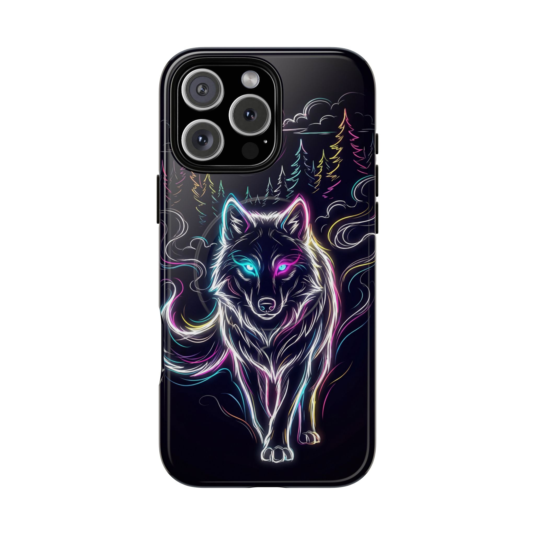 Neon Wolf MagSafe iPhone Case | Mystic Glow Protective Tough Case