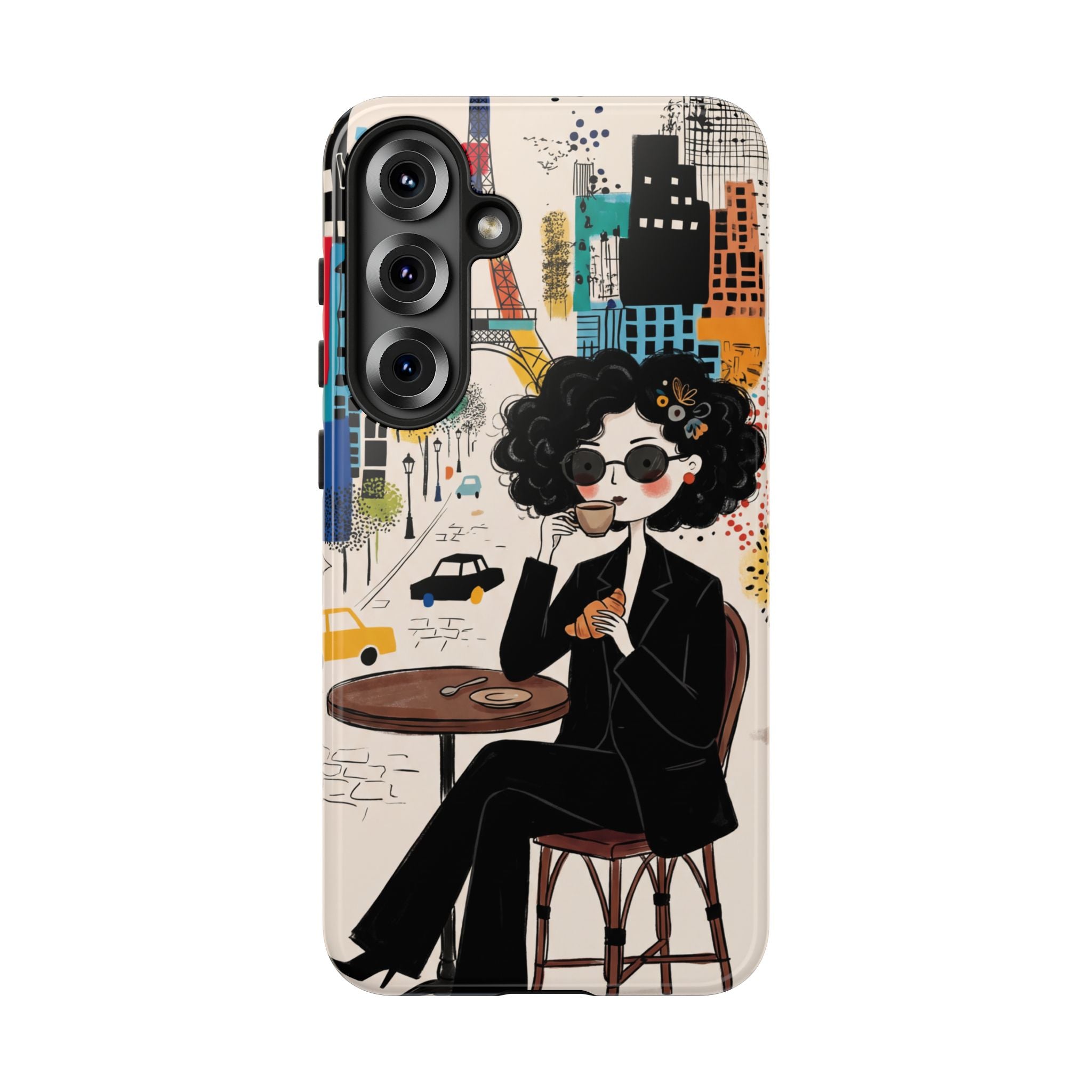 Paris Cafe Chic Samsung Galaxy Phone Case | Stylish Woman Illustration iPhone Cover