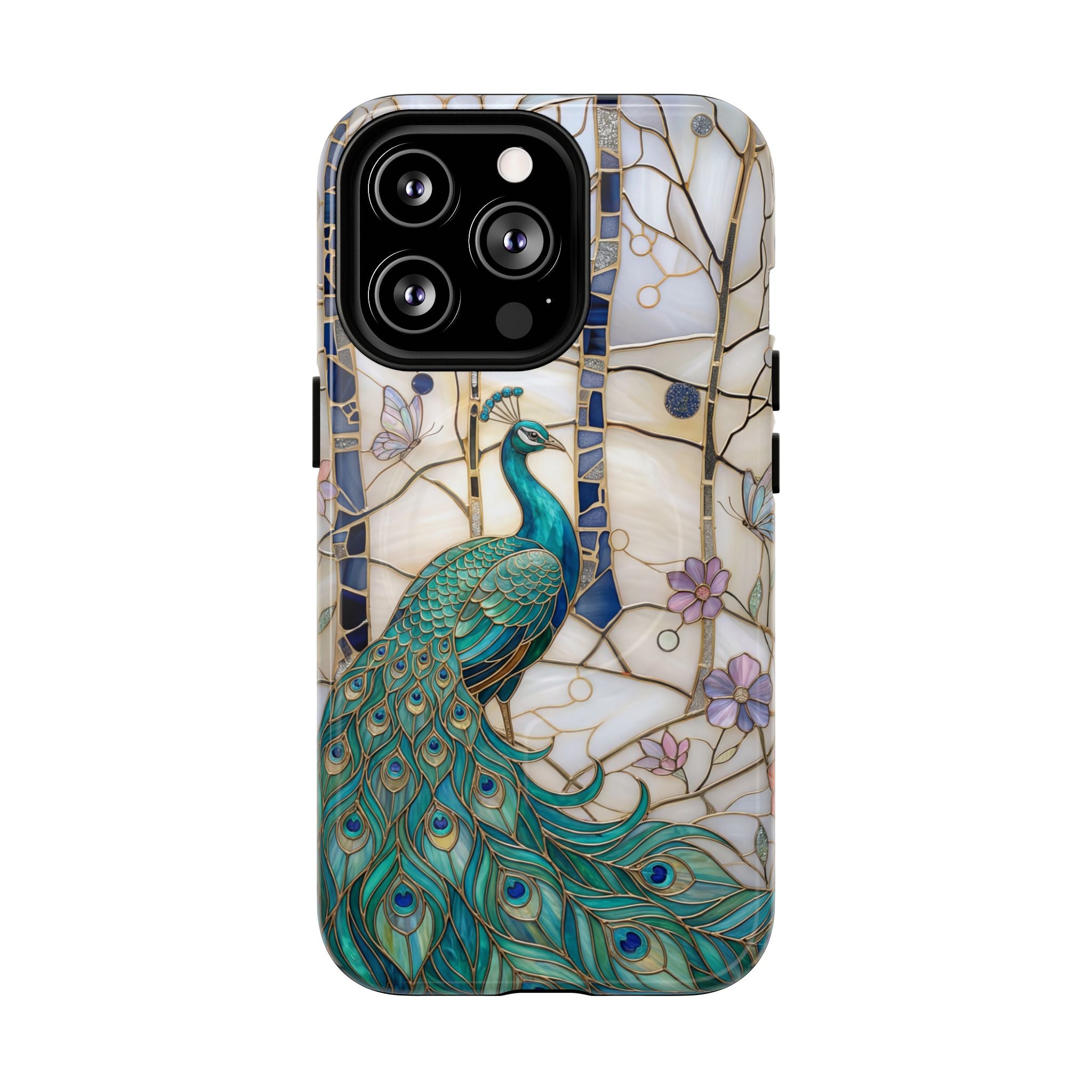 Peacock Stained Glass Tough MagSafe Phone Case