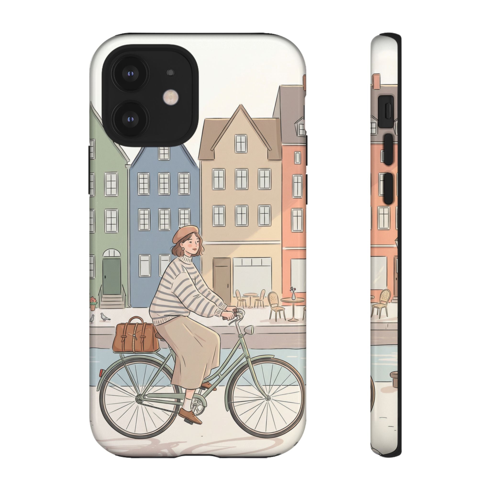 City Bike iPhone Case | Cozy European Street Illustration Tough Cases