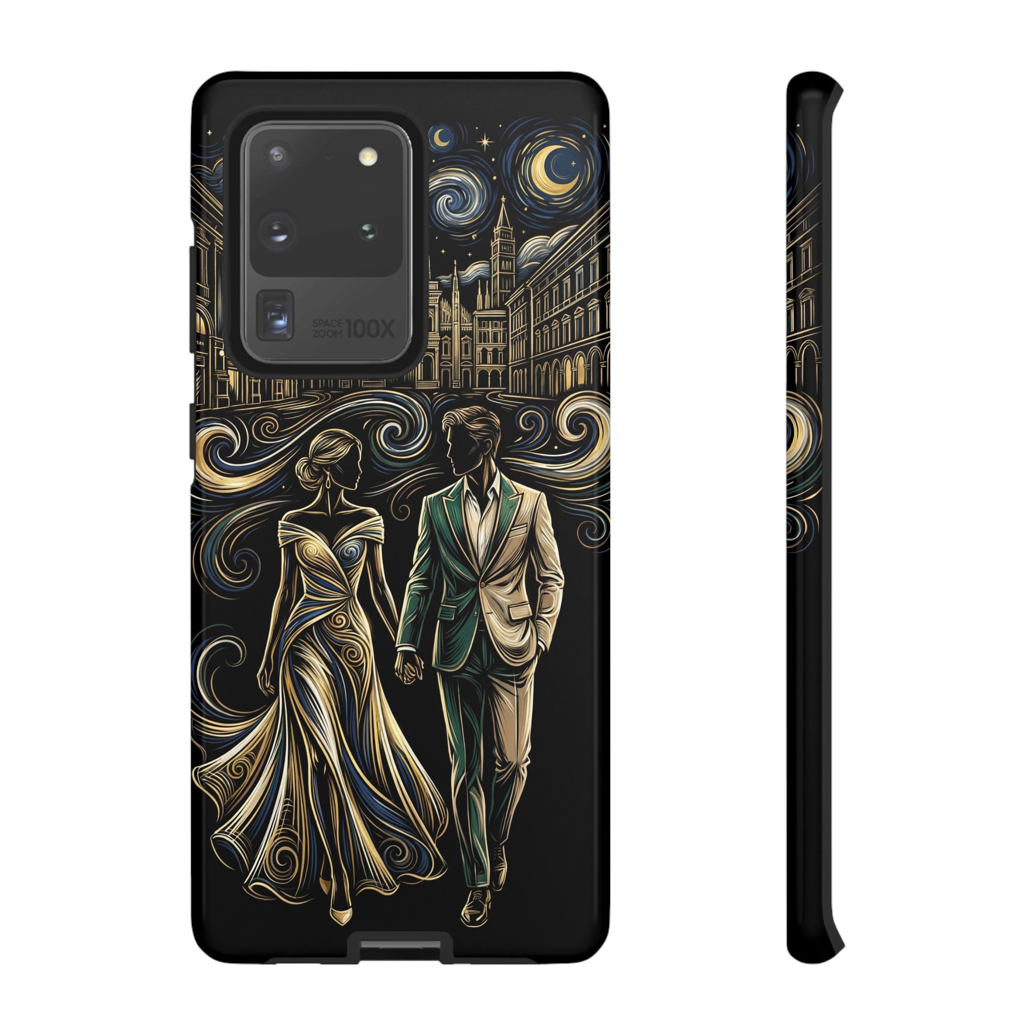Romantic Night Walk Samsung Galaxy Phone Case | Elegant Couple Art