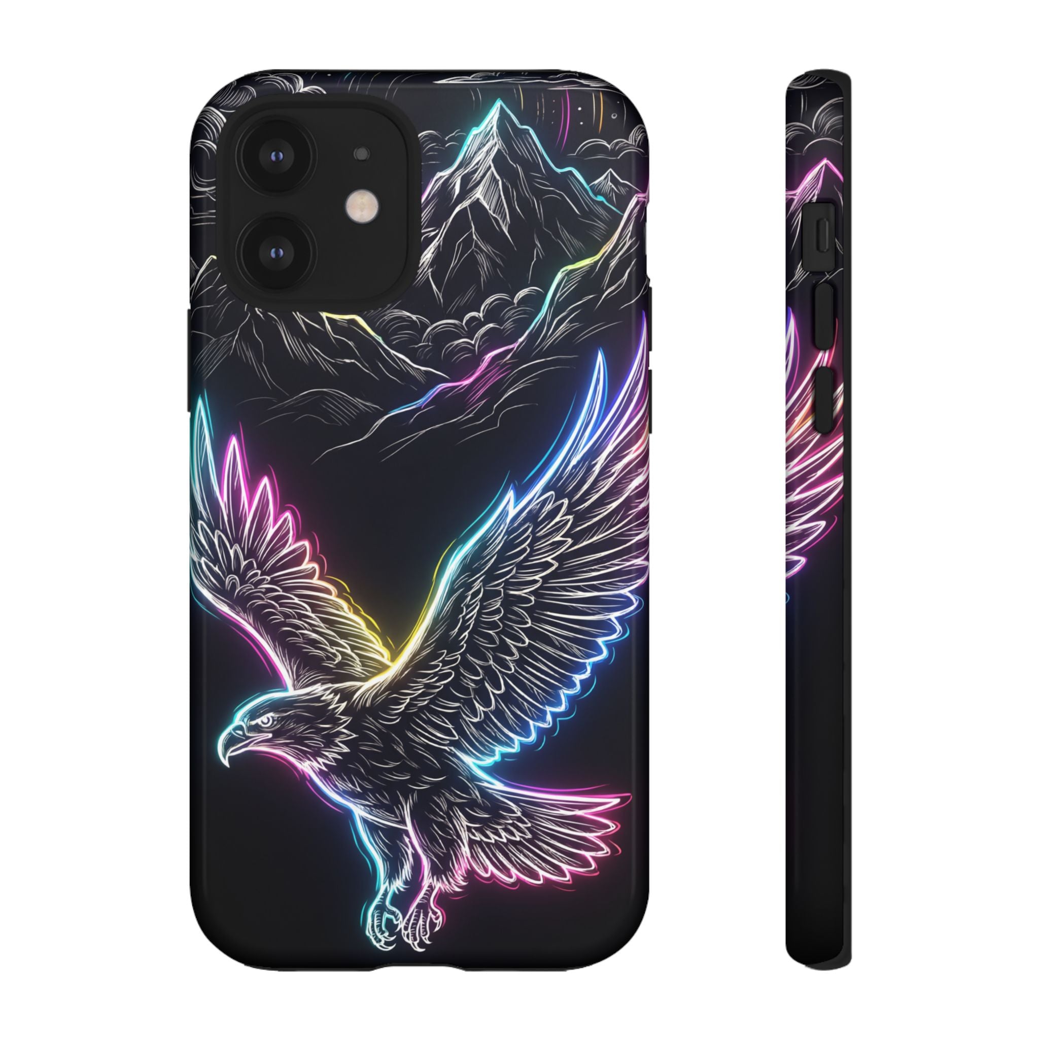 Neon Eagle iPhone Case with Mountain Design