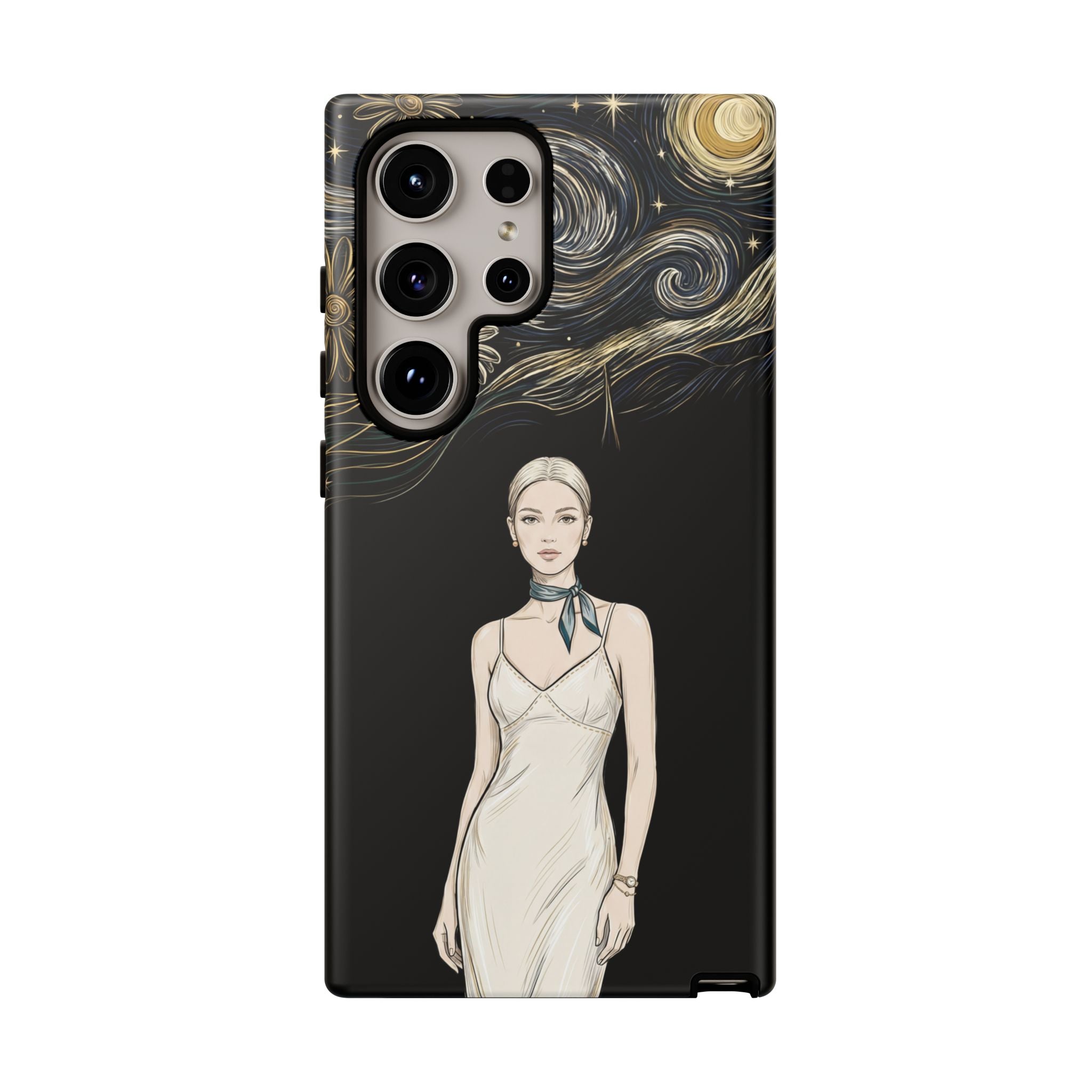 Starry Night Fashion Samsung Galaxy Phone Case | Elegant Woman Illustration