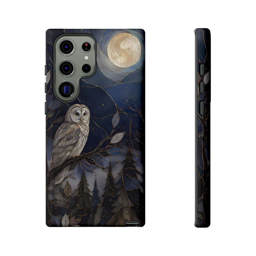 Owl Moon Samsung Galaxy Phone Case | Woodland Forest Night Art
