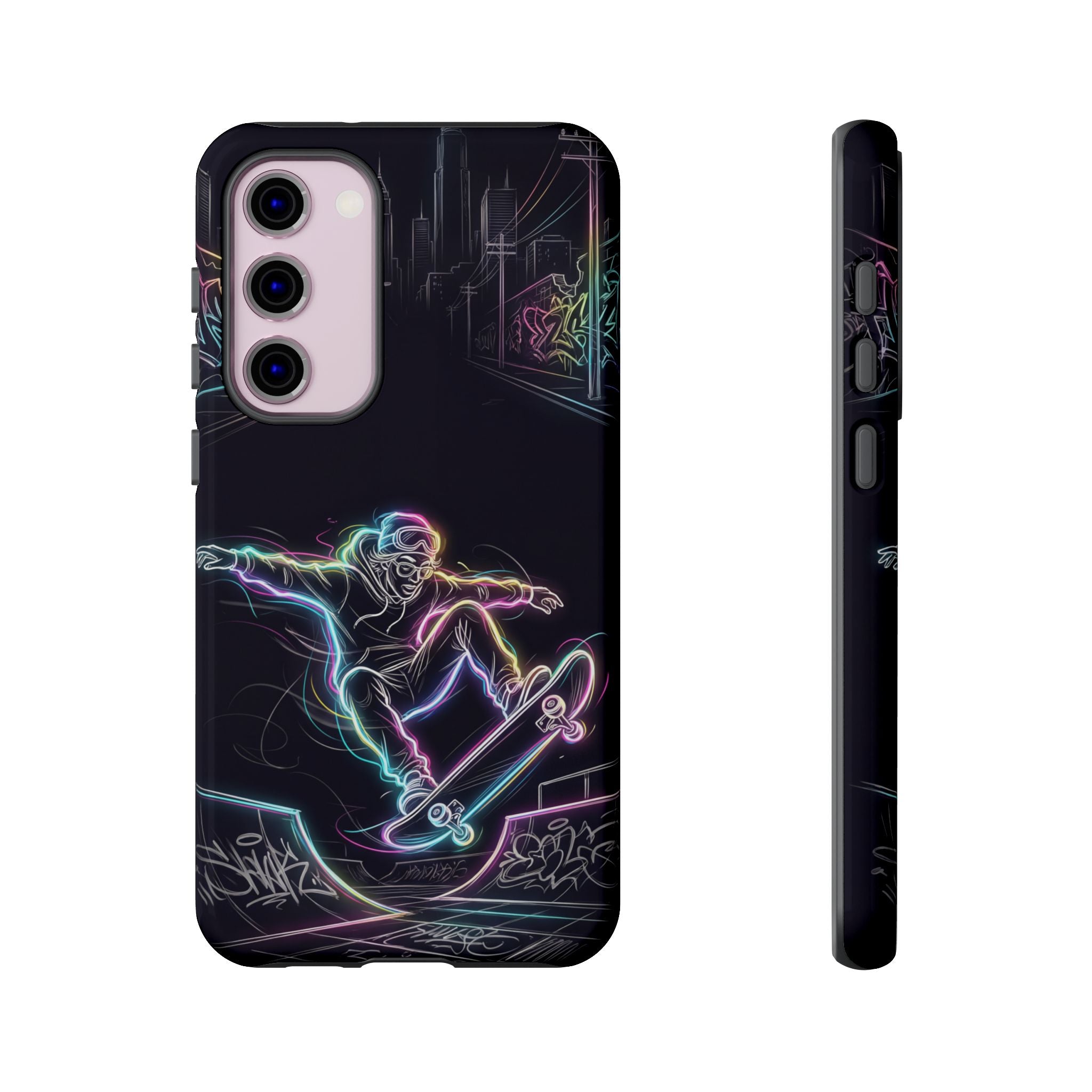 Neon Skateboard Samsung Galaxy Phone Case | Glow Skatepark Protective Cover
