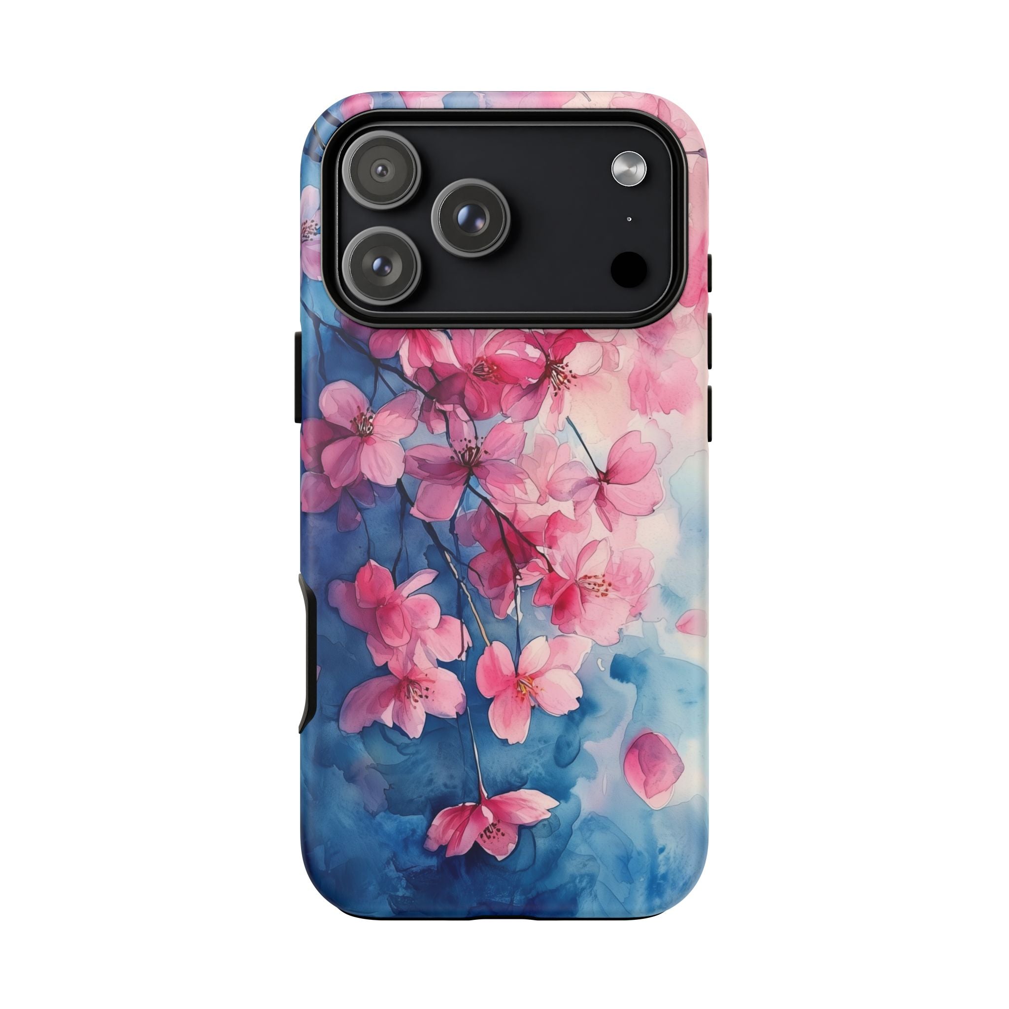 Floral Cherry Blossom iPhone Case | Pink Blue Watercolour