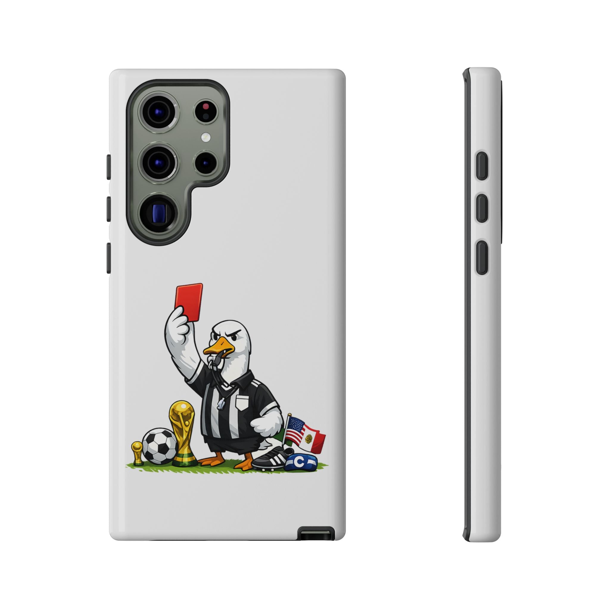 Funny Goose Referee Samsung Galaxy Phone Case | Soccer Red Card Art Cover