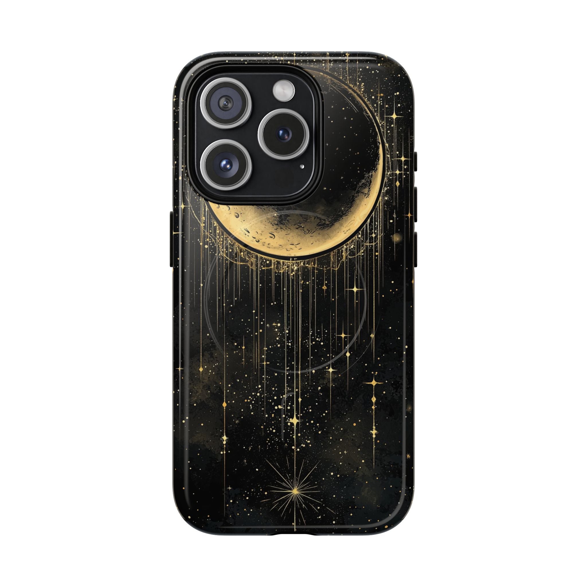 Custodia resistente MagSafe per iPhone Moonlit Crescent | Cielo notturno con stelle dorate