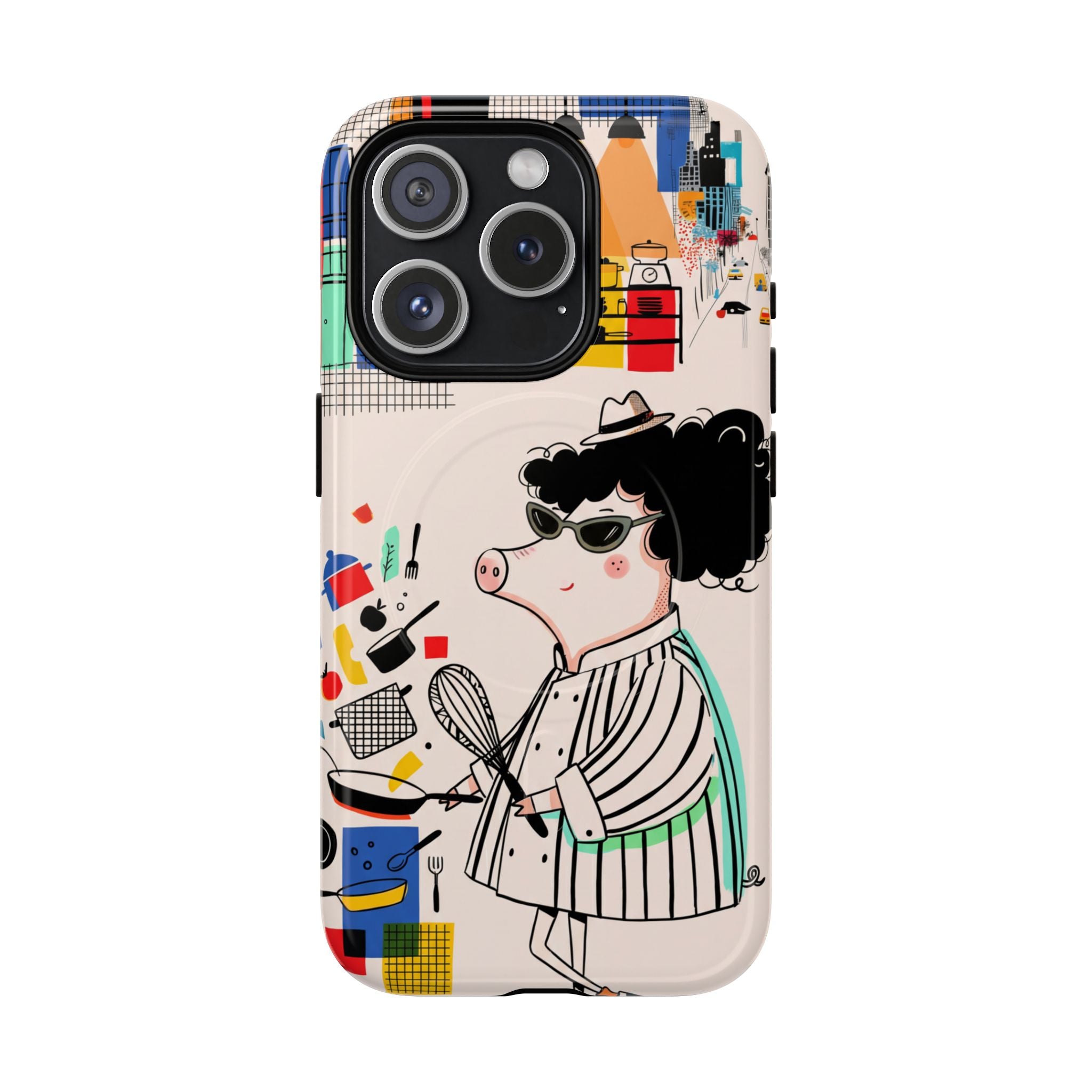 Cute Chef Pig MagSafe iPhone Case | Quirky Cartoon Kitchen Art Tough Case