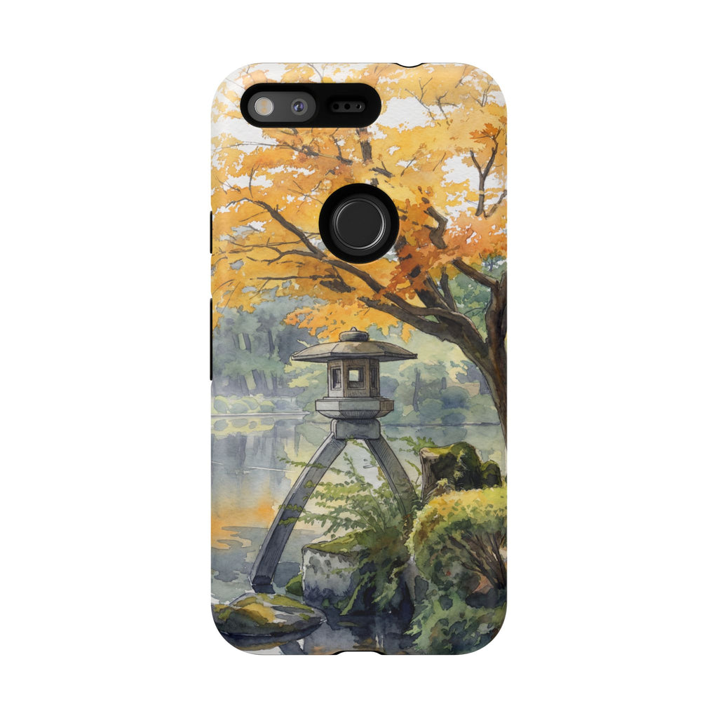 Autumn Japanese Garden Google Pixel Phone Case | Scenic Lantern Fall