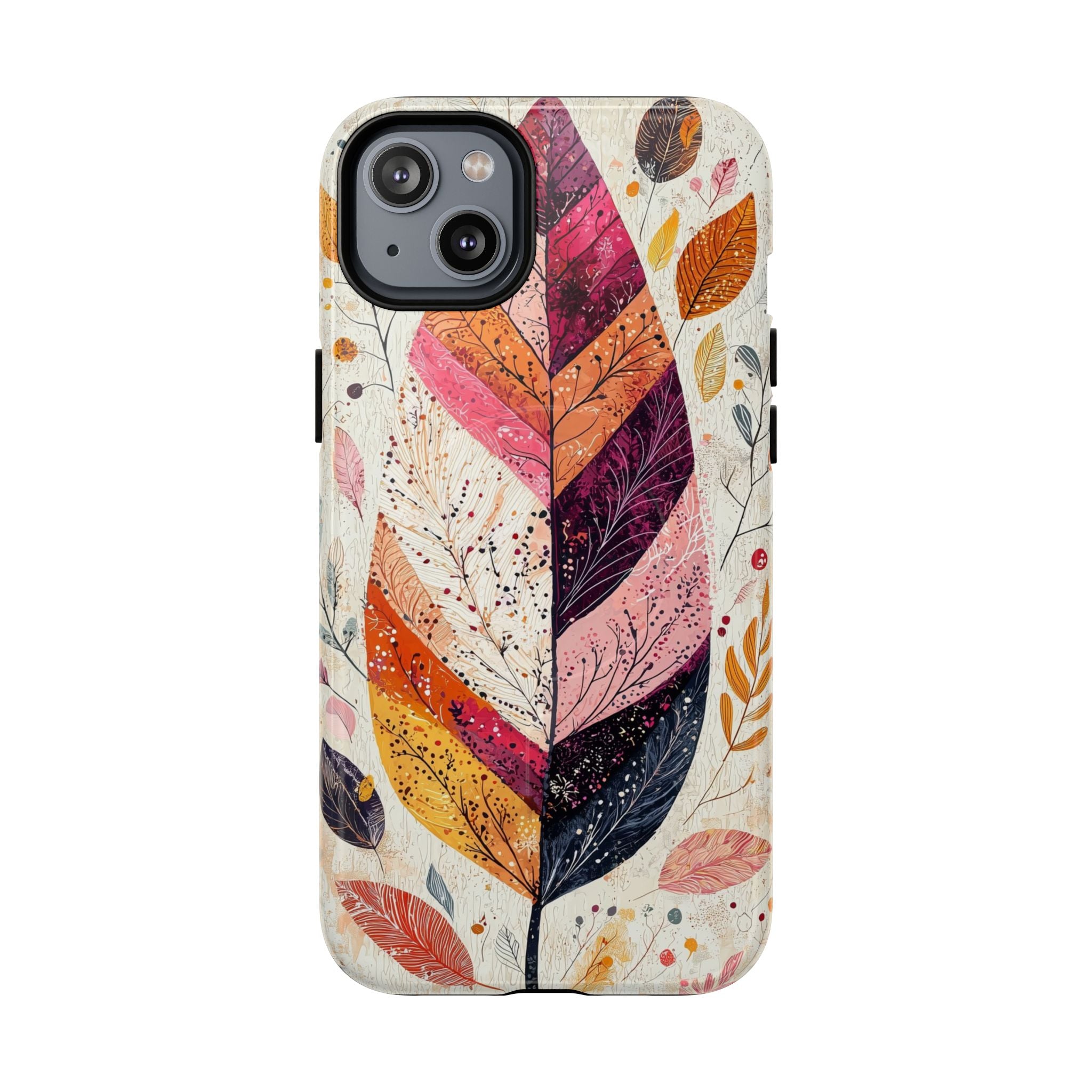 Custodia MagSafe resistente per iPhone Autumn Leaf | Design autunnale con piume ad acquerello