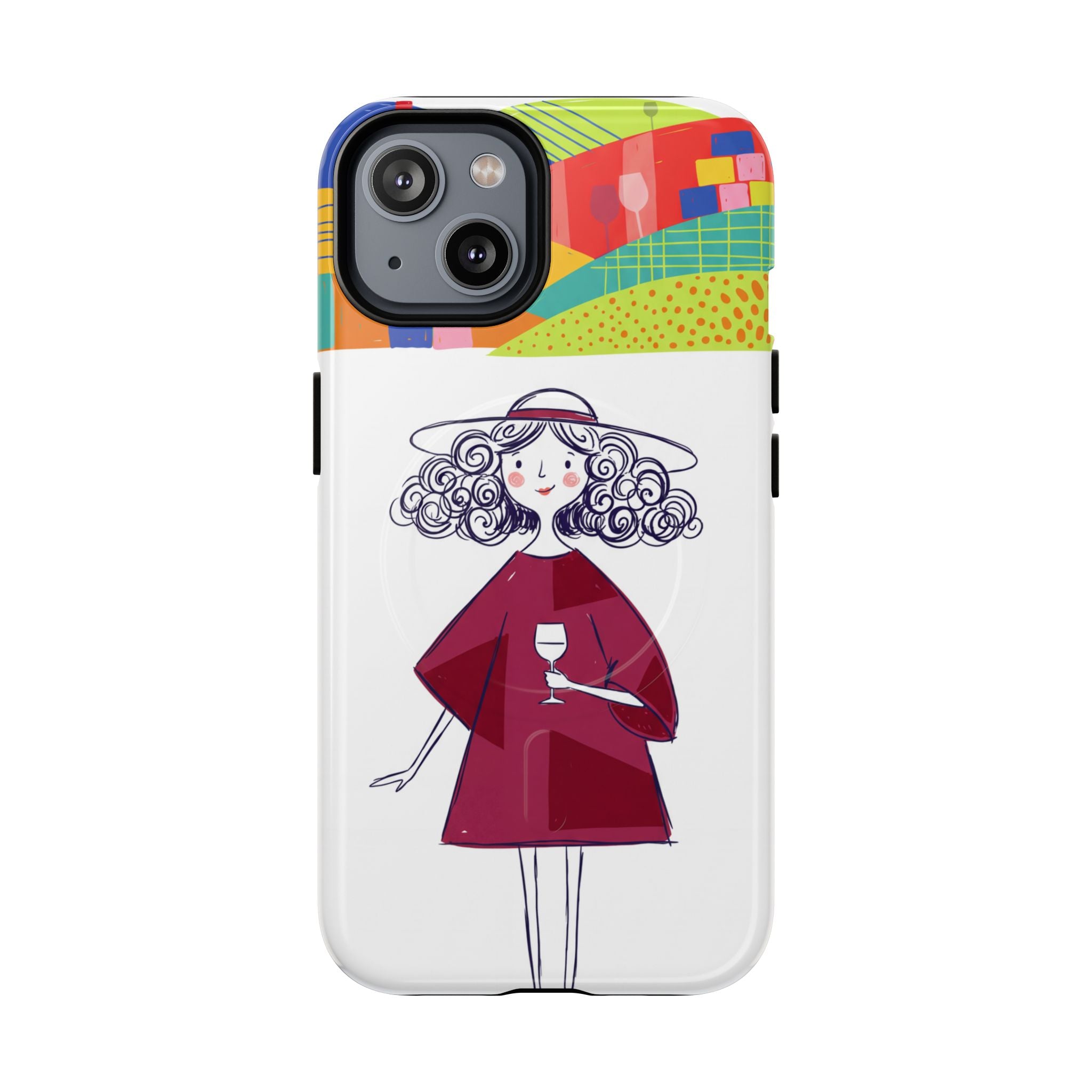 Colourful Artistic Wine Lady MagSafe iPhone Case