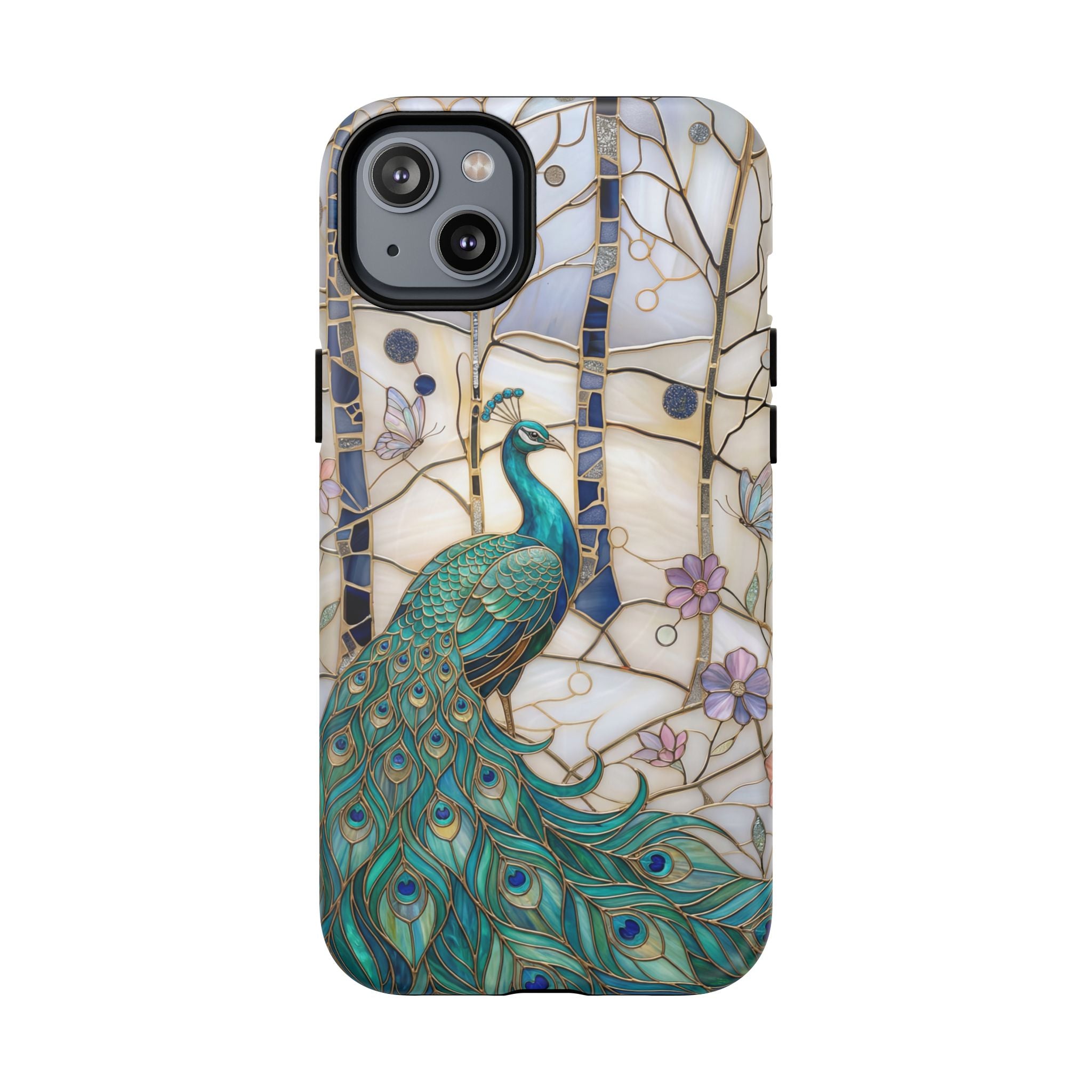 Peacock Stained Glass Tough MagSafe Phone Case