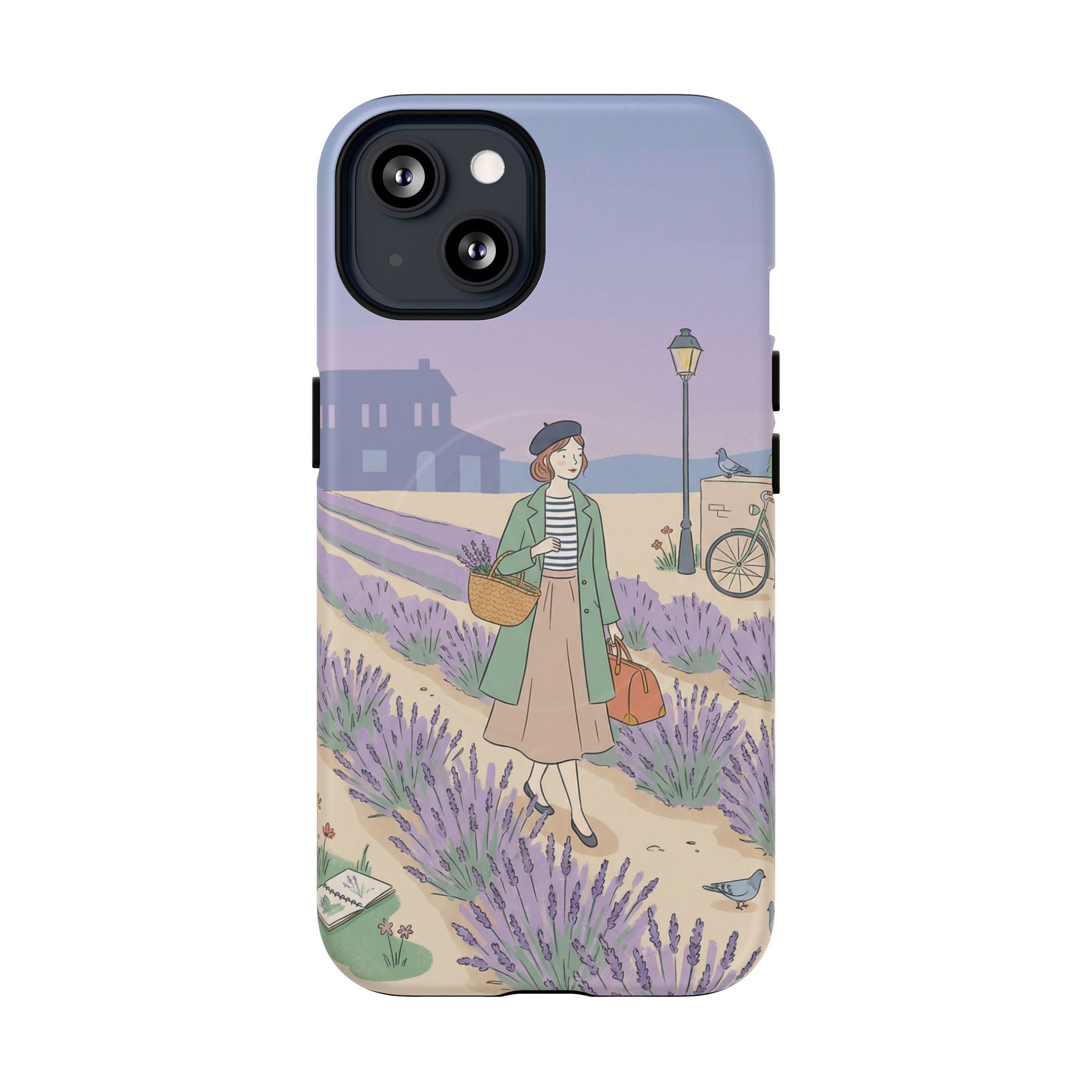 Lavender Field MagSafe iPhone Case | Vintage Travel Illustration Protective Case