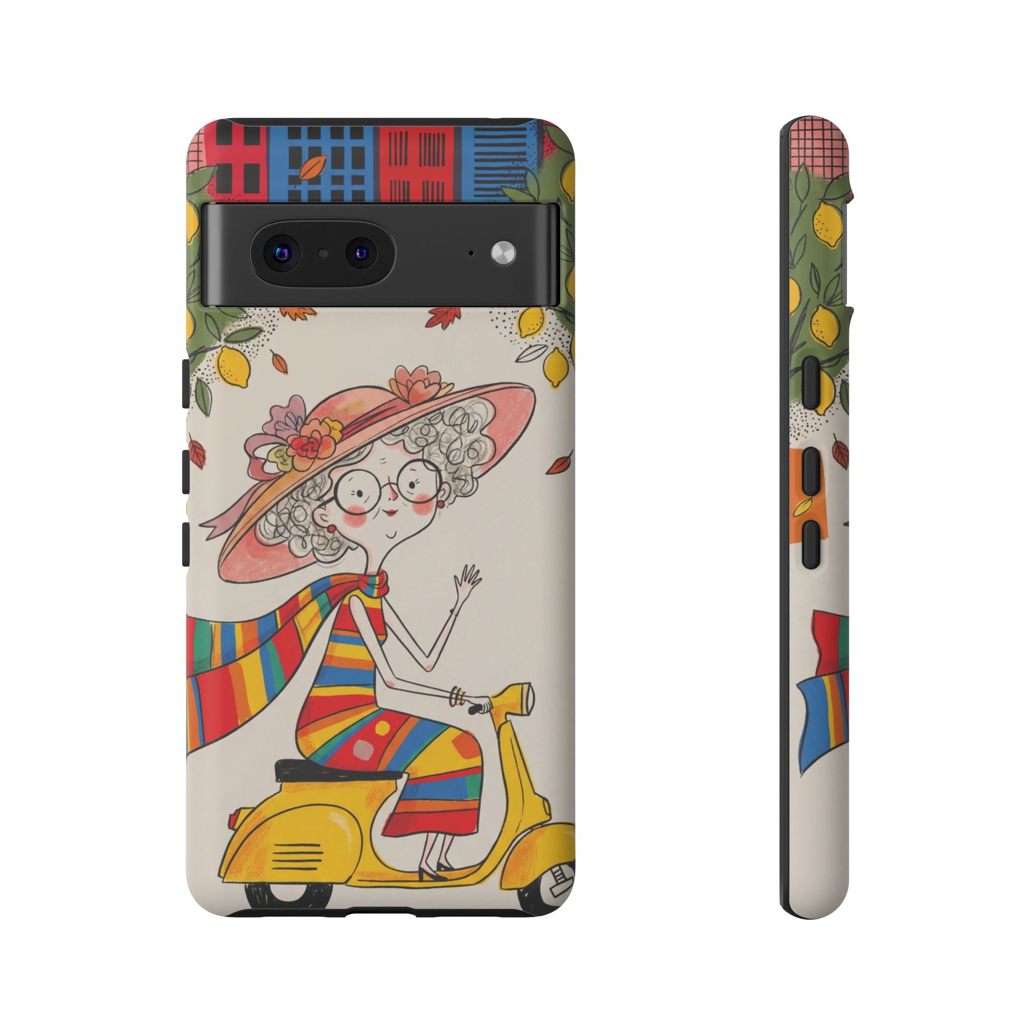Vintage Scooter Granny Google Pixel Phone Case | Colourful Retro Elderly Lady Design