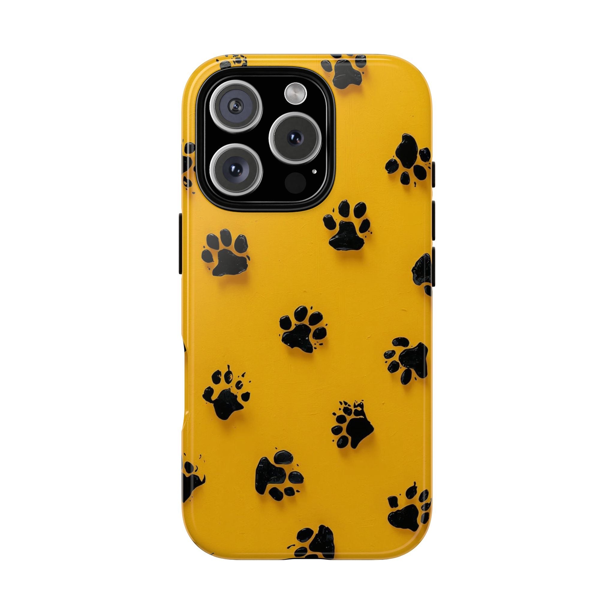 Yellow Paw Print Tough iPhone Case — Protective Dog & Cat Lover Cover