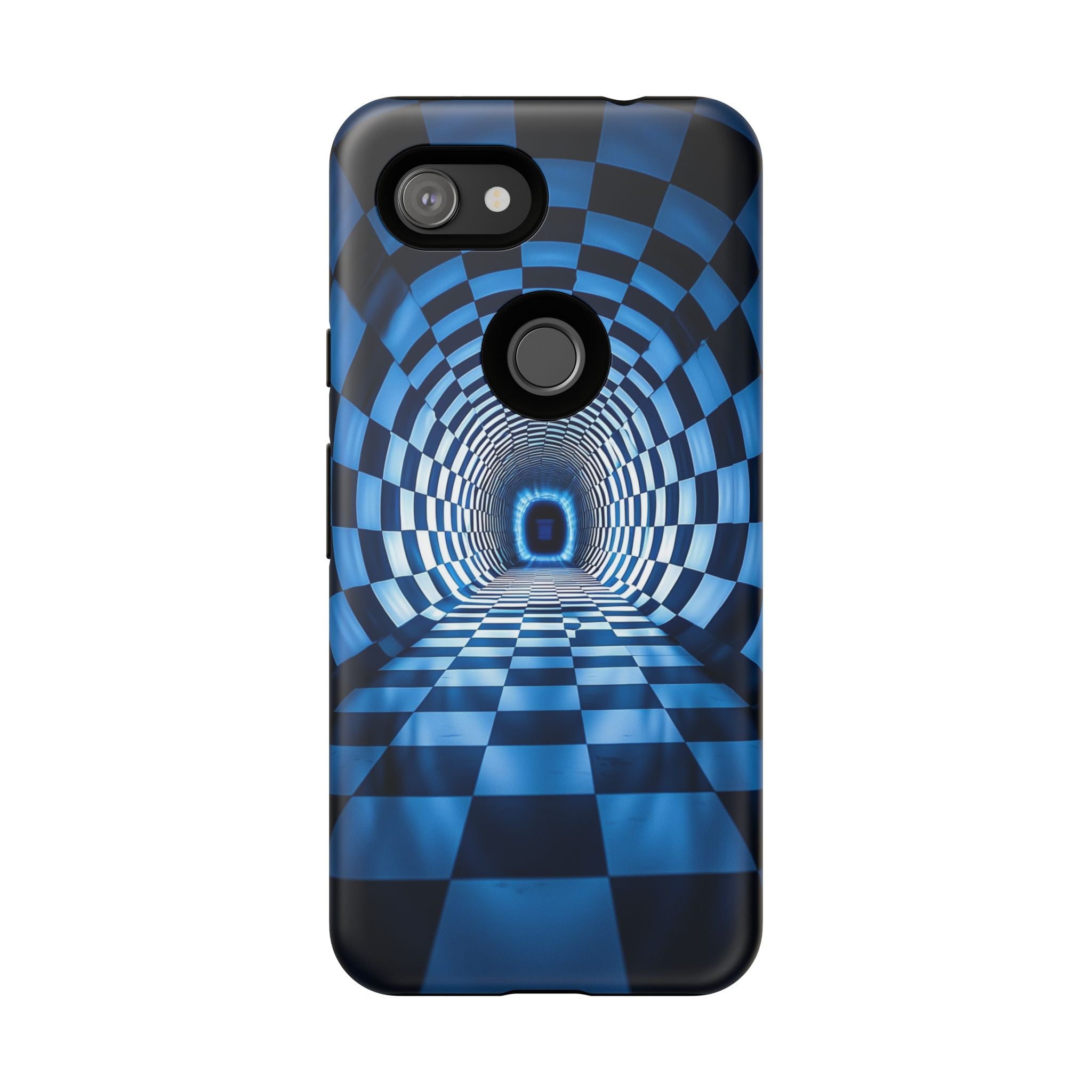 Blue Checkered Tunnel Google Pixel Case — 3D Optical Illusion Tough Case
