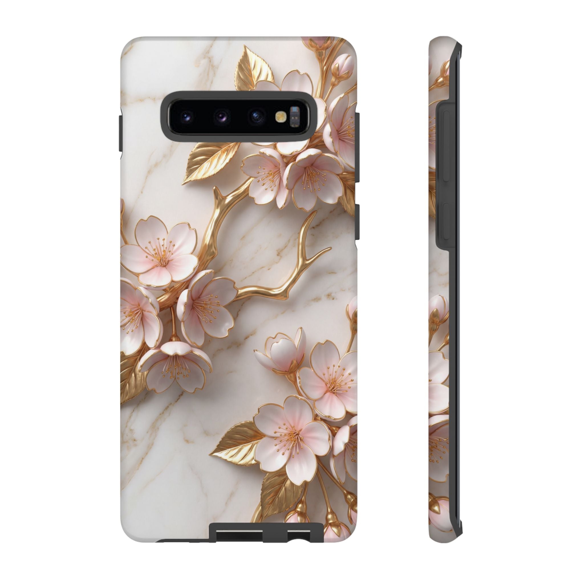 Floral Marble Samsung Galaxy Case — Sakura Gold Cherry Blossom Tough Case