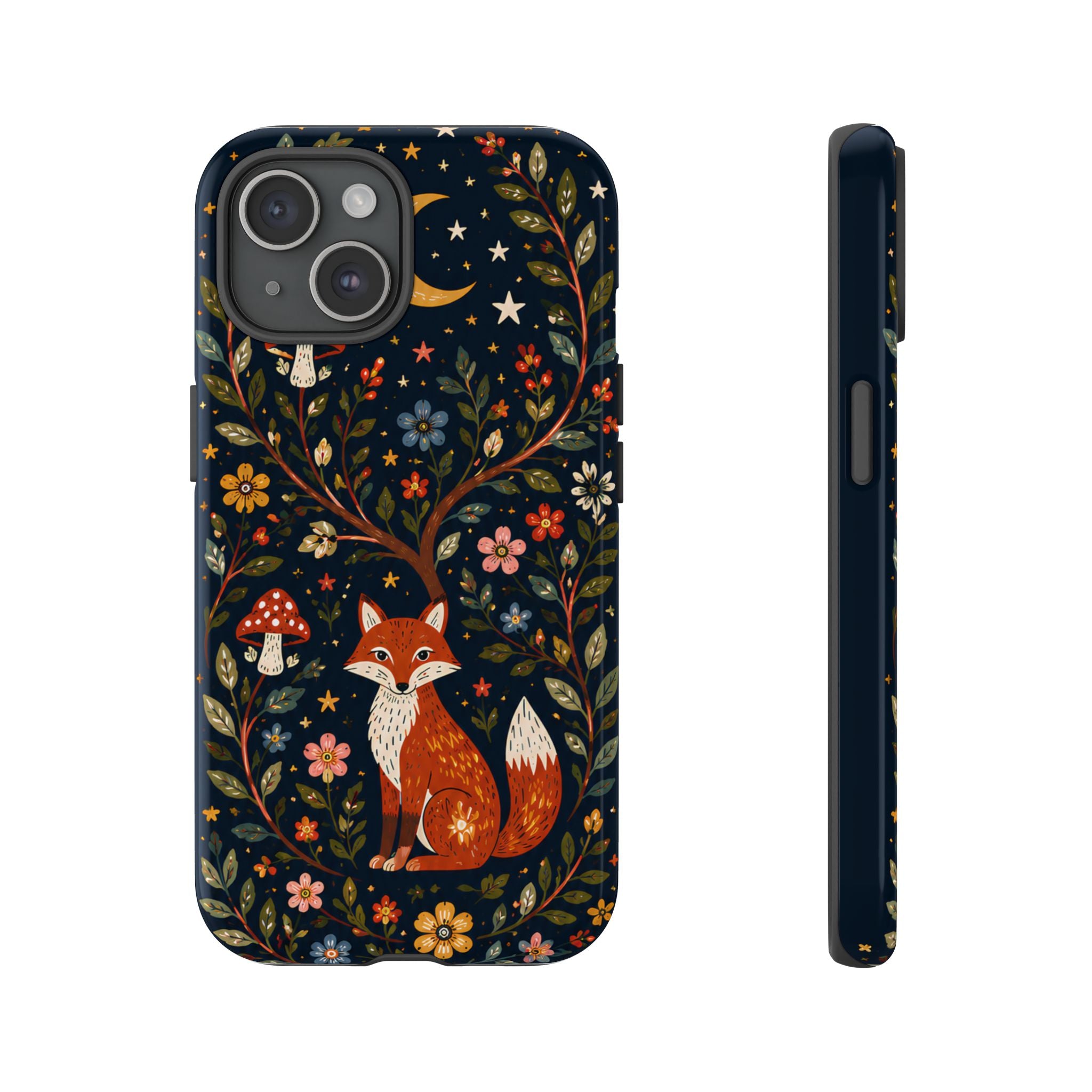 Fox Moon iPhone Case | Whimsical Floral Night Woodland Protective Case