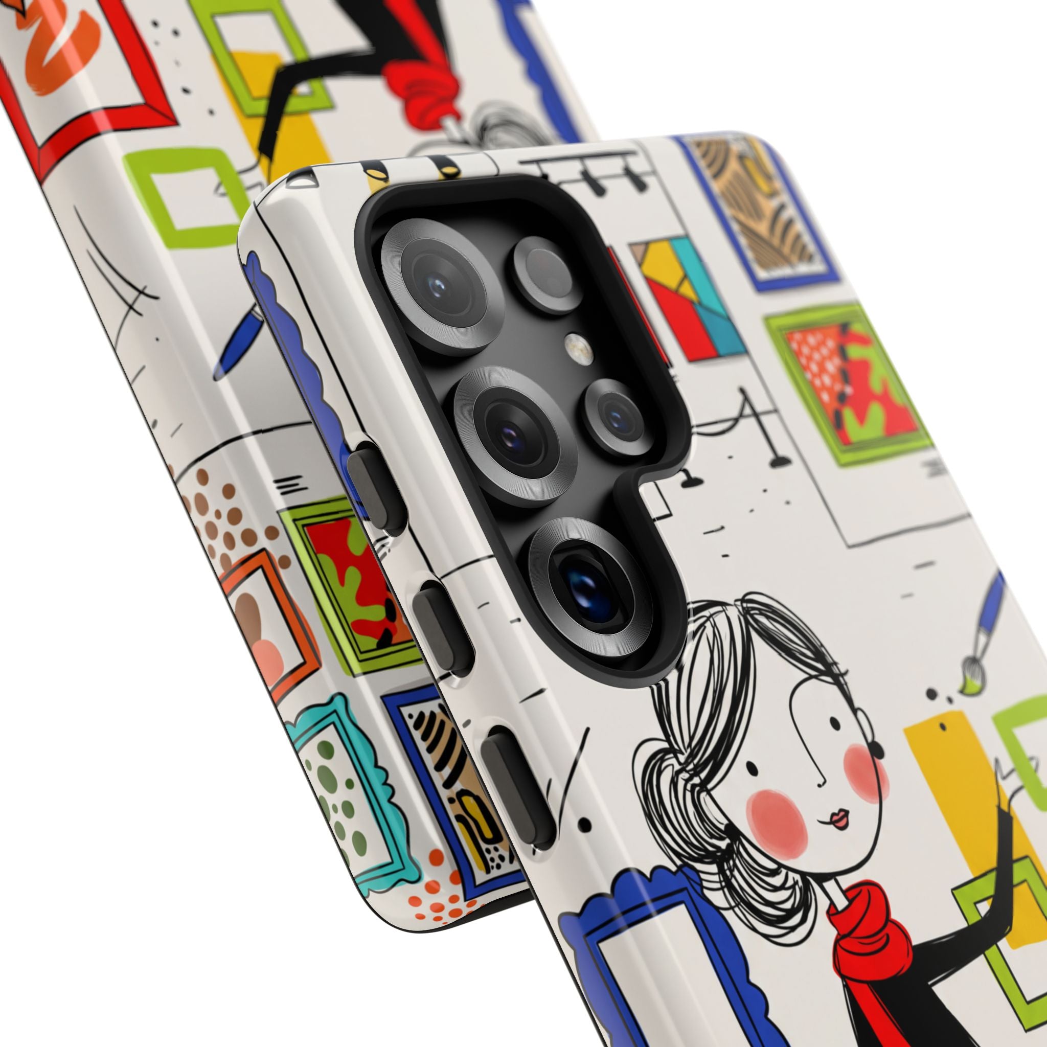 Art Gallery Illustration Samsung Galaxy Phone Case | Cute Woman with Frames Design