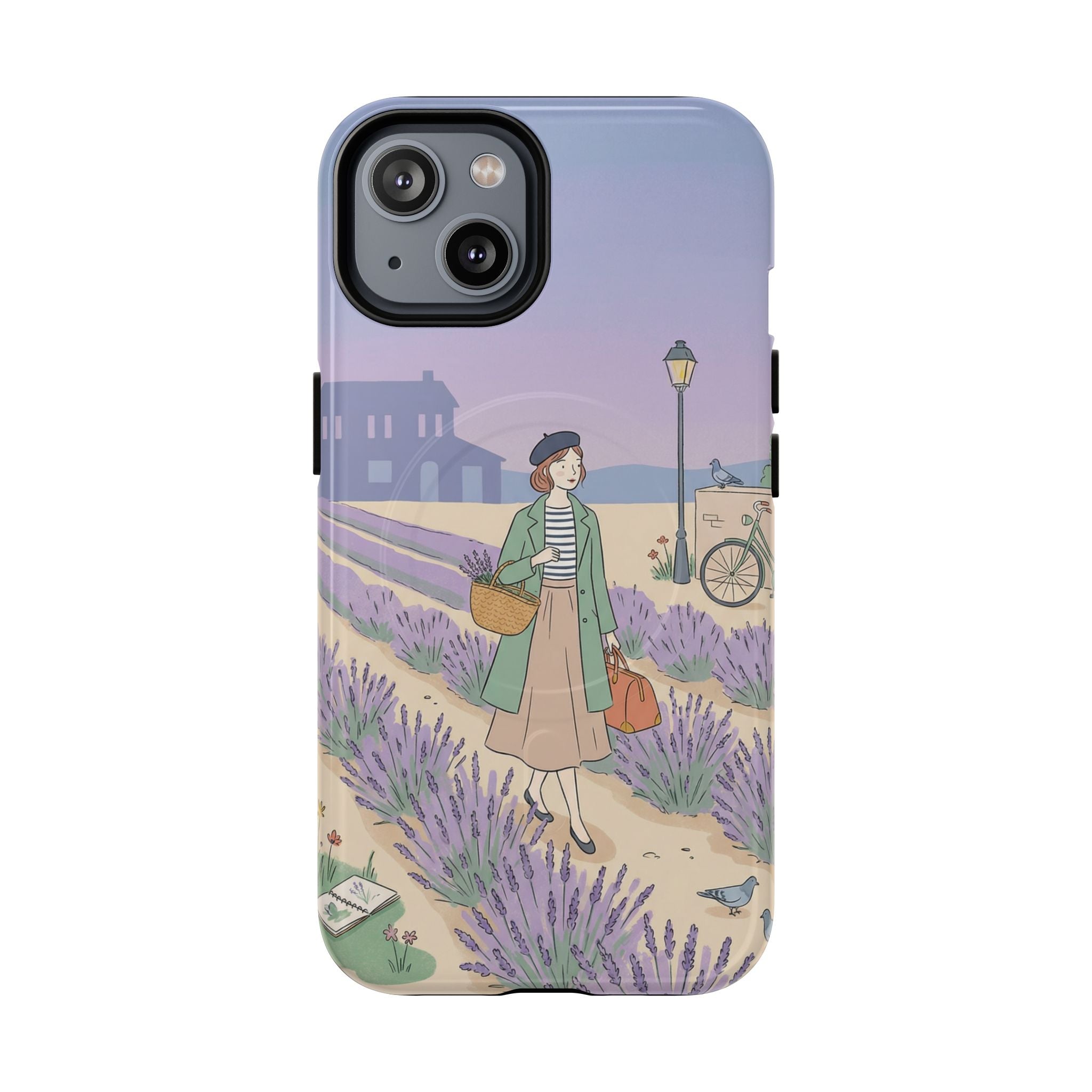 Lavender Field MagSafe iPhone Case | Vintage Travel Illustration Protective Case