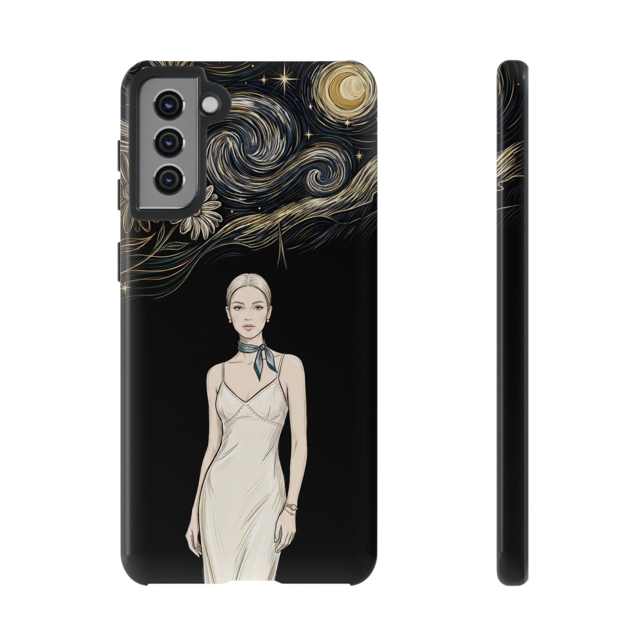 Starry Night Fashion Samsung Galaxy Phone Case | Elegant Woman Illustration