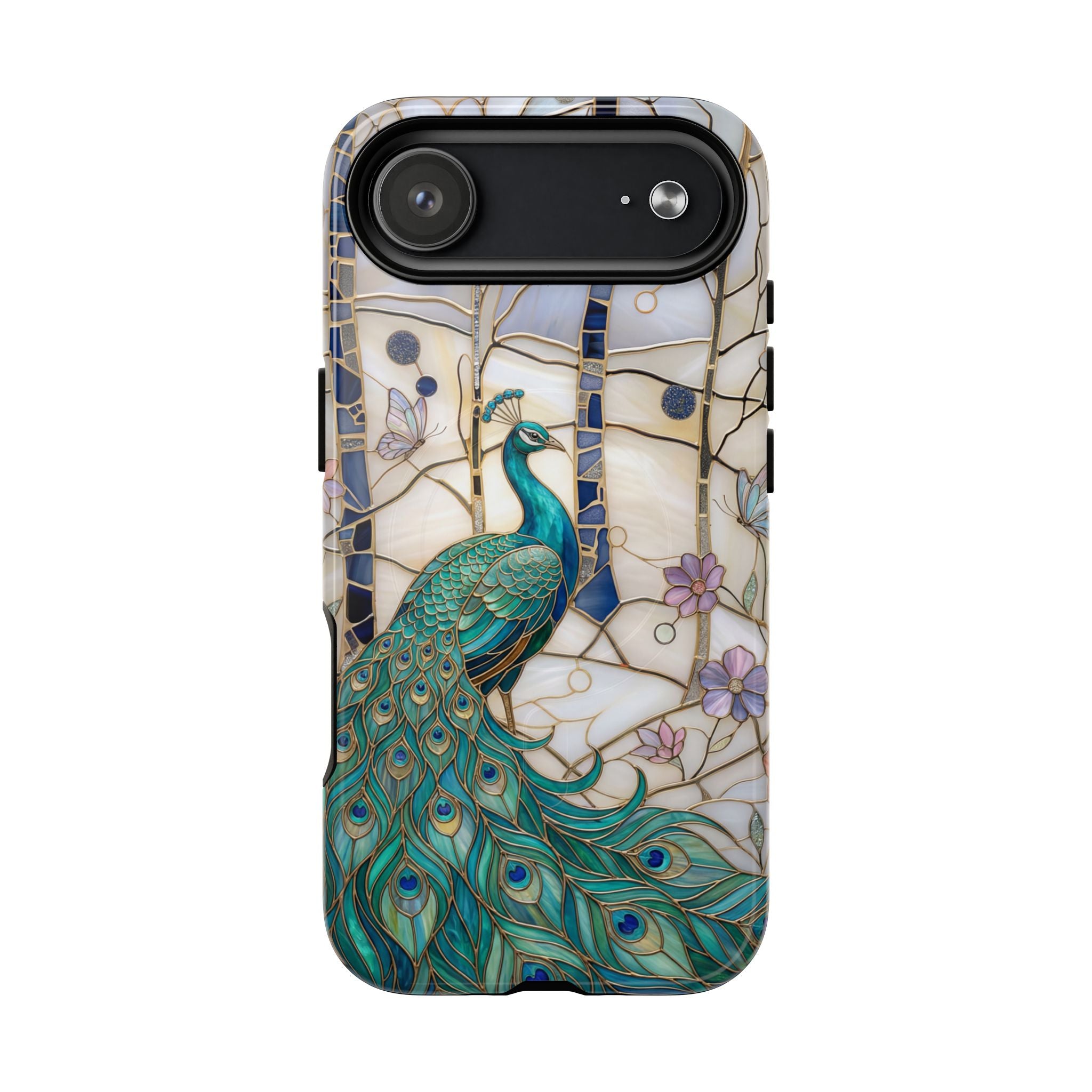 Peacock Stained Glass Tough MagSafe Phone Case