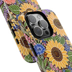 Sunflower & Wildflower Pattern Tough iPhone Case