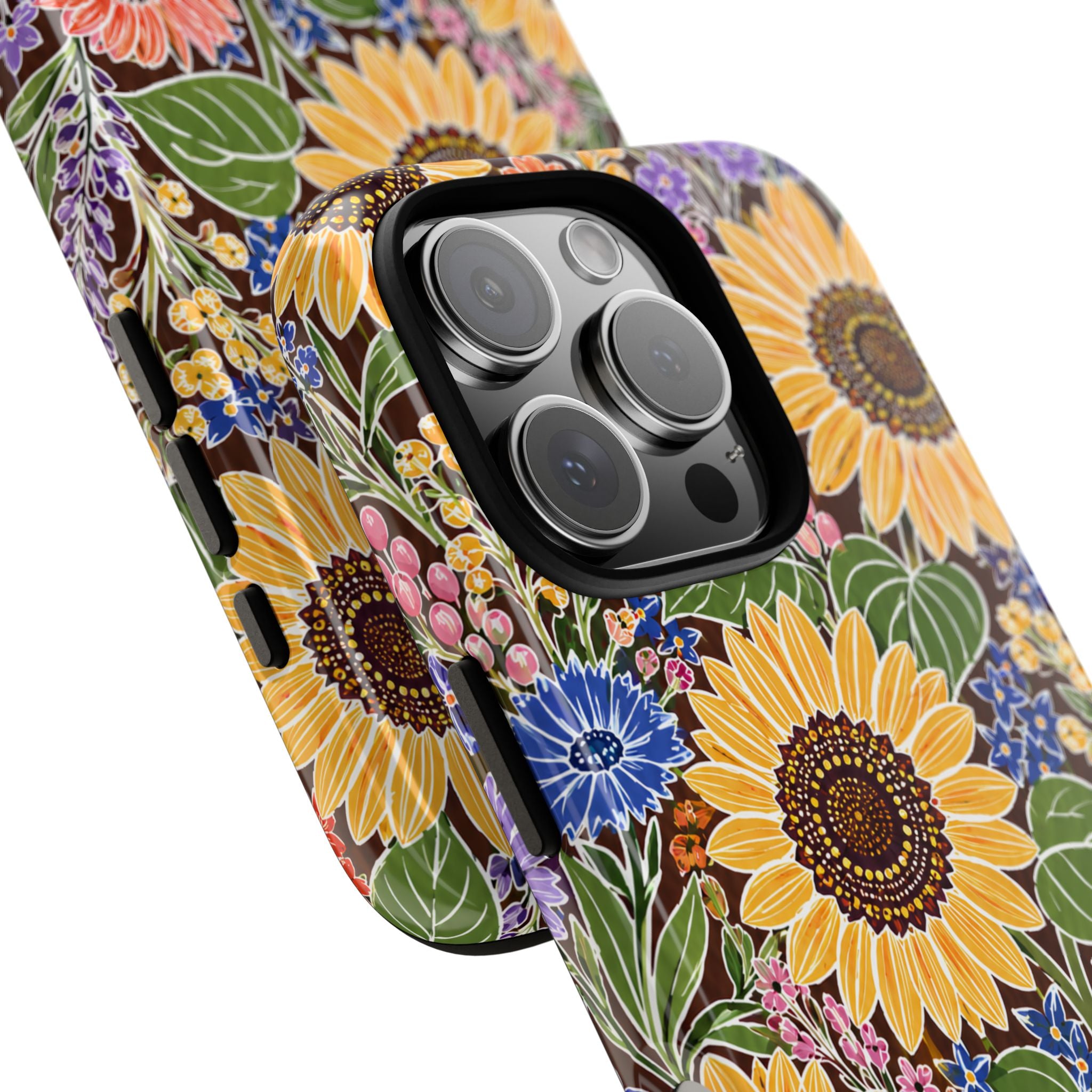 Sunflower & Wildflower Pattern Tough iPhone Case